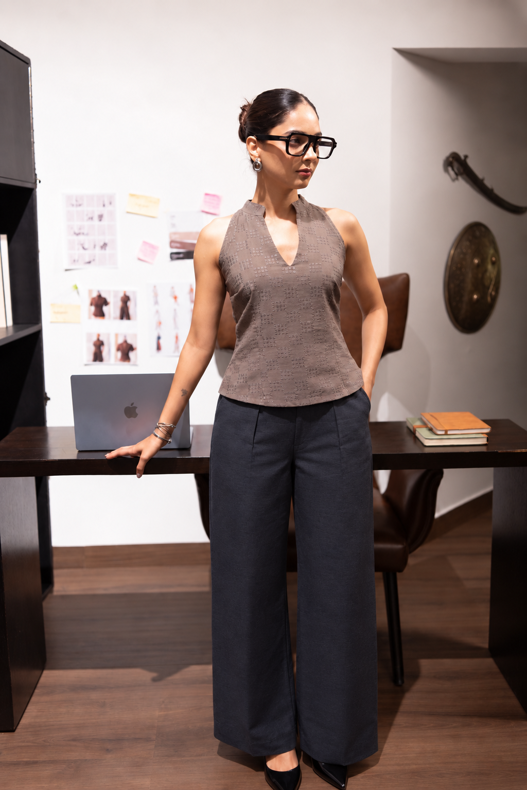 Pure Linen Dark Grey Elasticated Pants