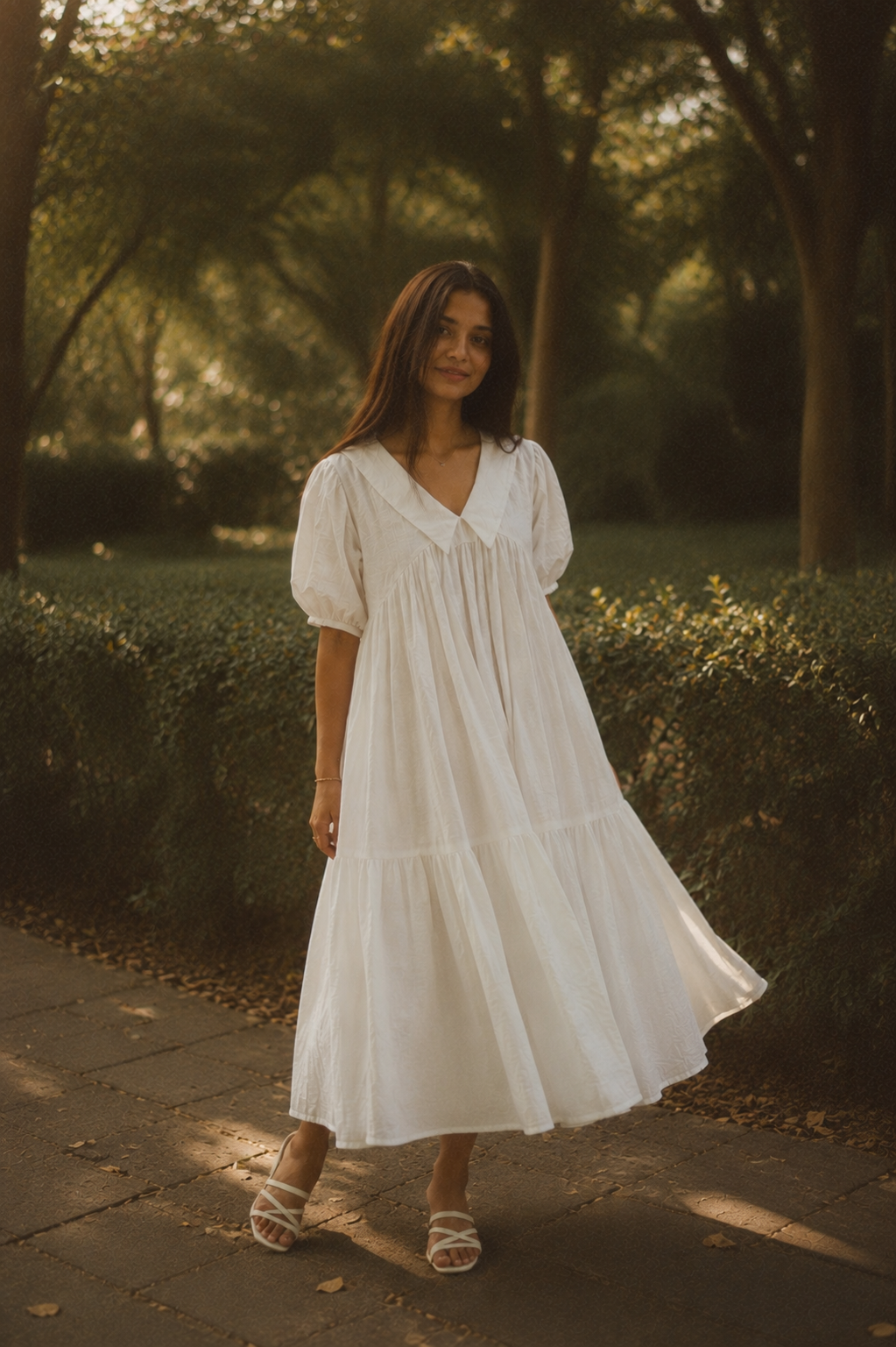 Bare Light White Cotton Linen Dress
