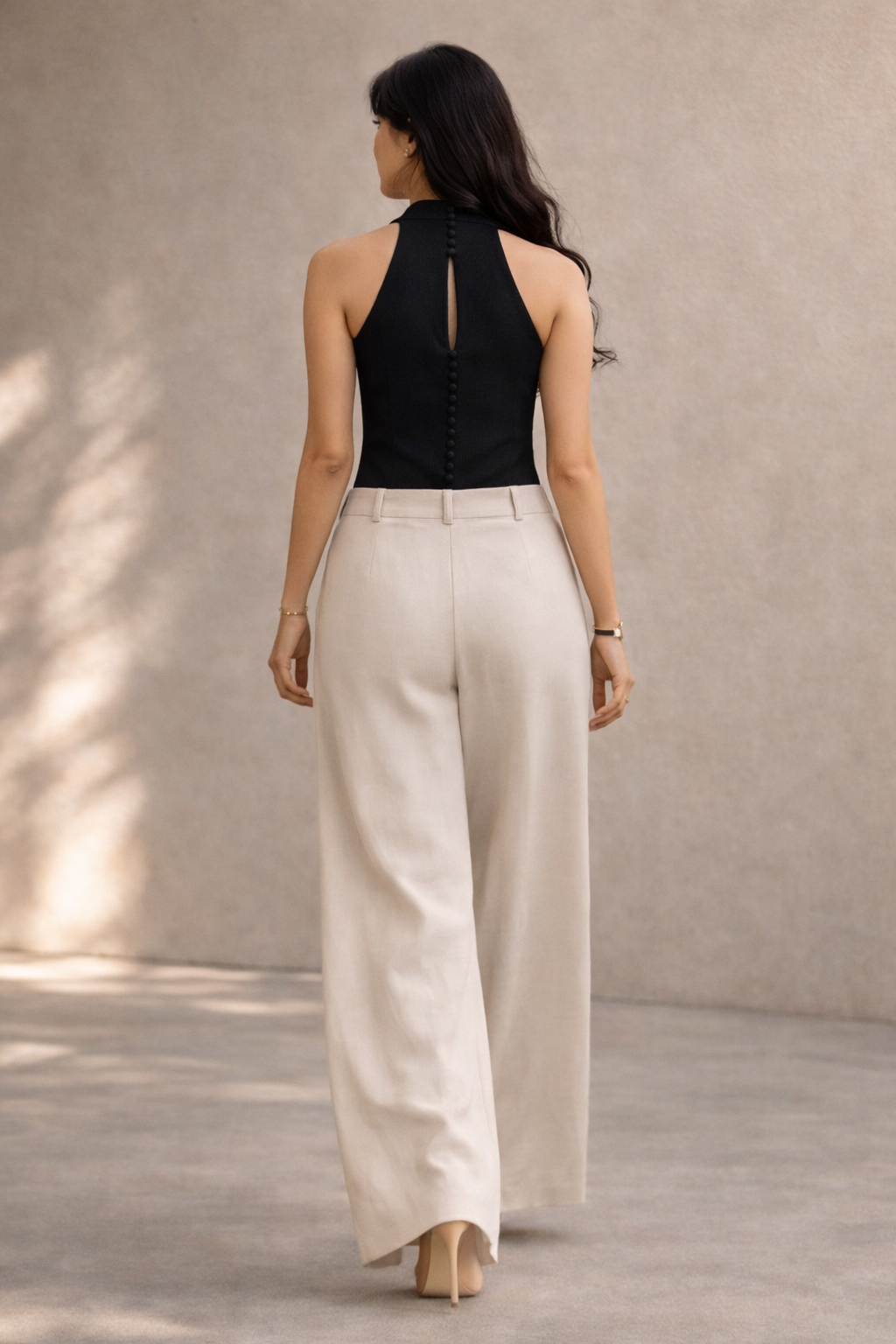 Ivory Ease Wide-Leg Trousers