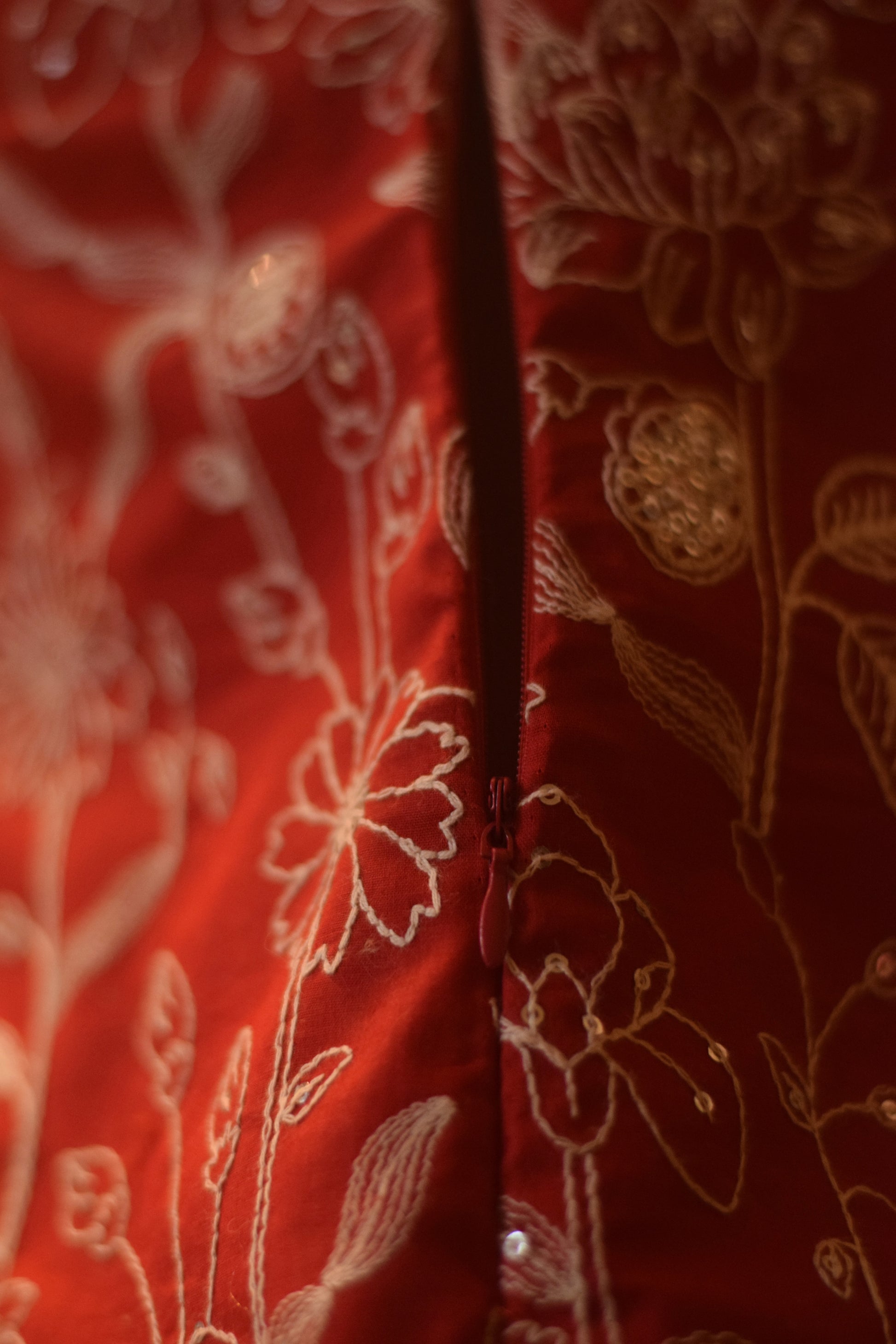 Red Embroidered Sleeveless Top