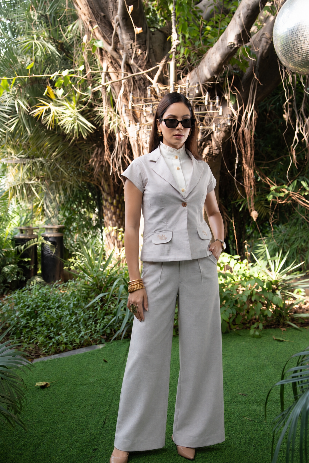 Chambray Embroidered Waistcoat