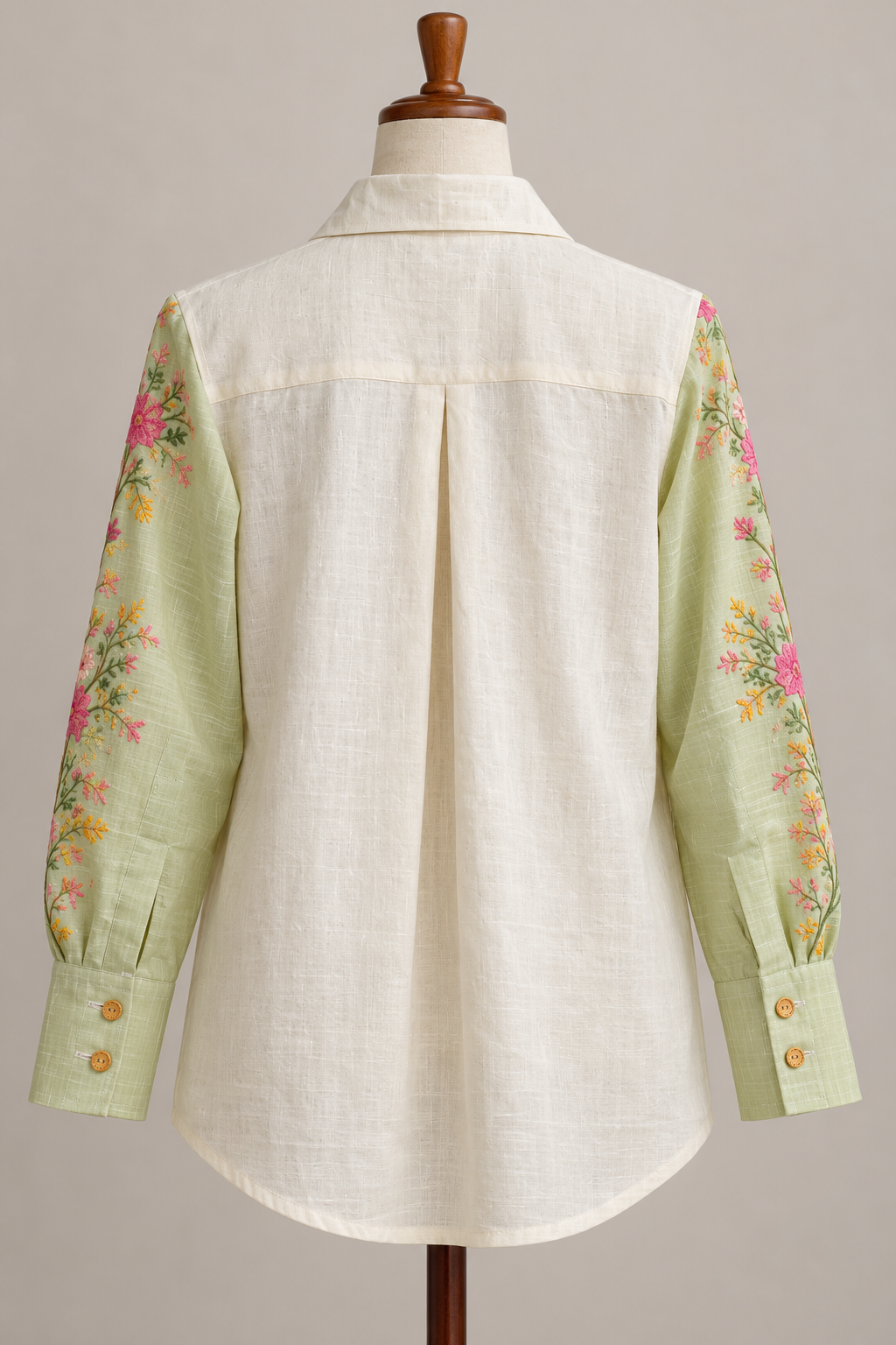 Sage Blossom Embroidered Shirt