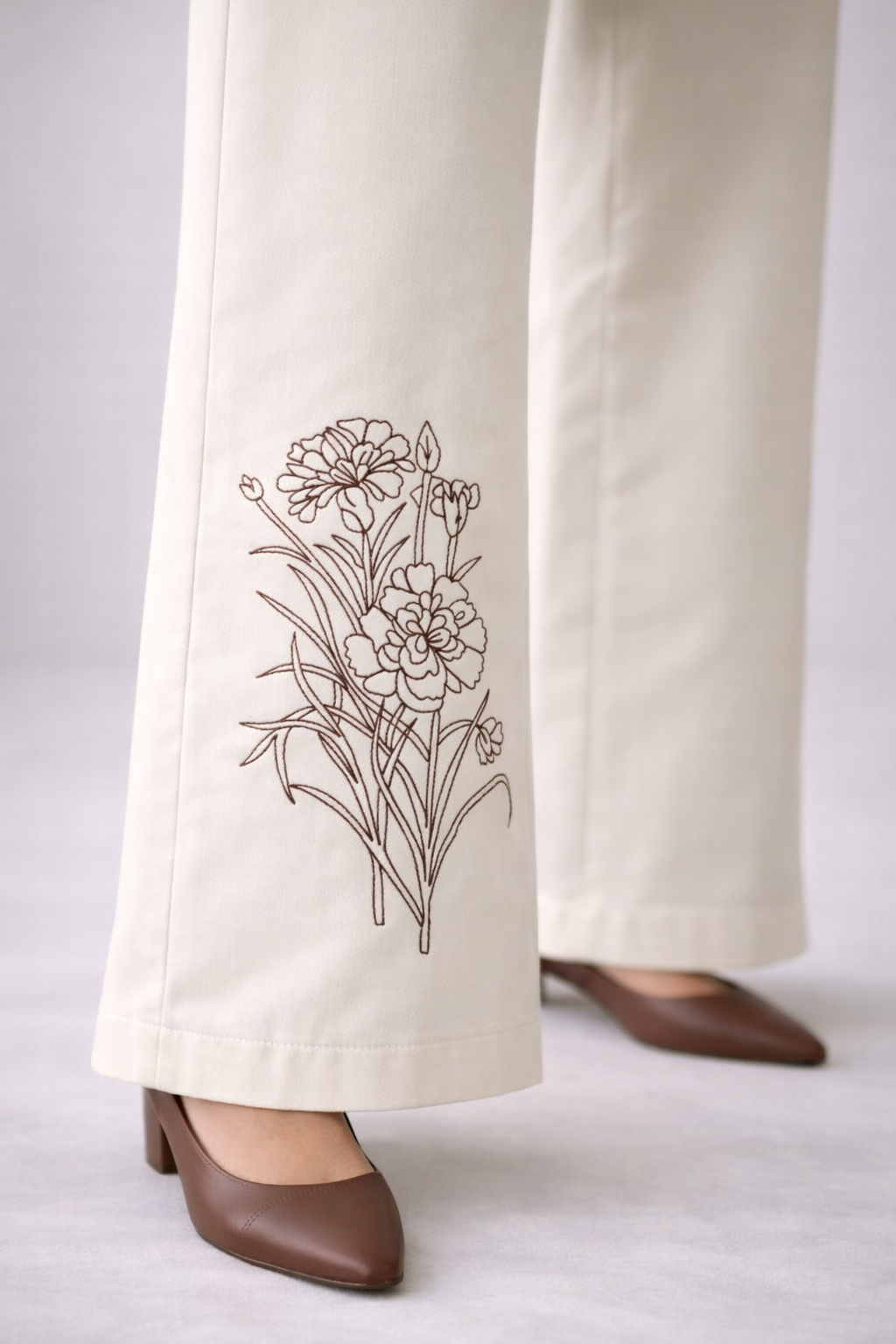 Wild Bloom Embroidered High-Rise Pants