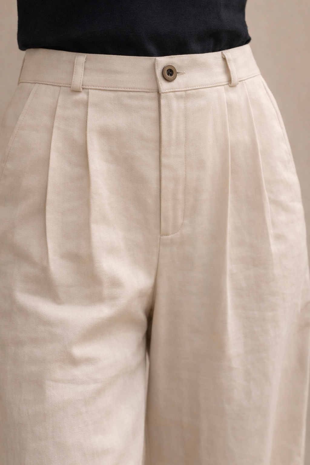 Ivory Ease Wide-Leg Trousers