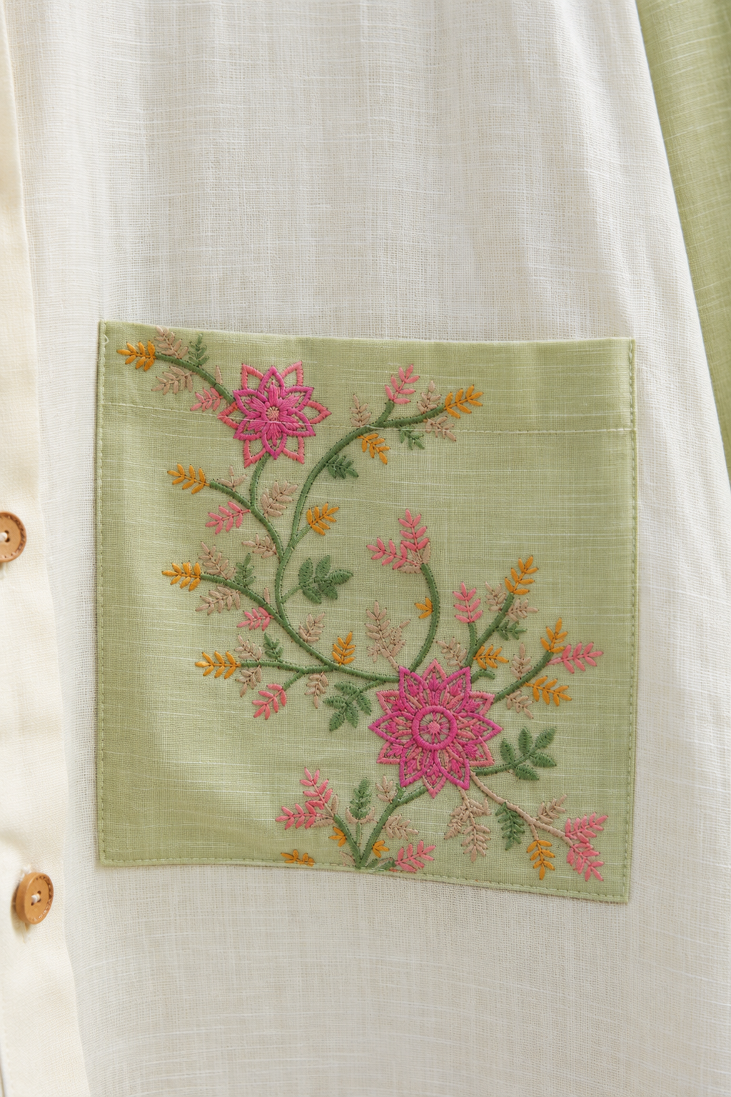 Sage Blossom Embroidered Shirt