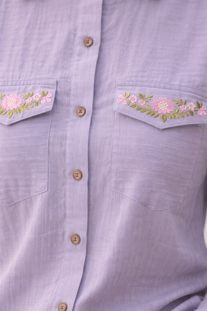 Lilac Embroidered Shirt