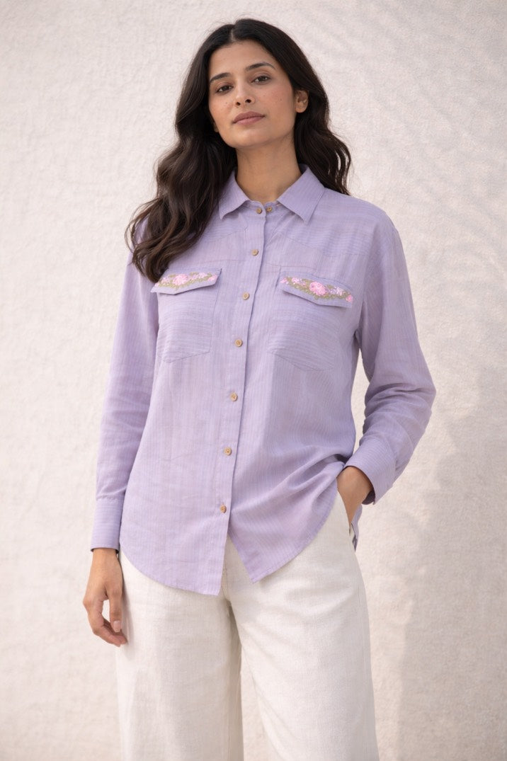 Lilac Embroidered Shirt