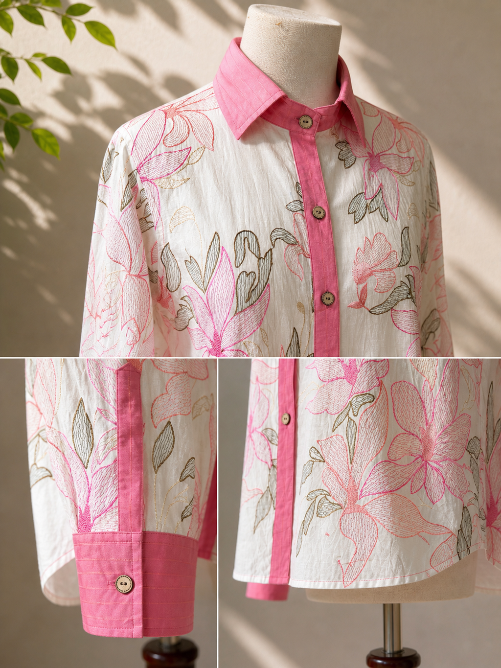 Blush Magnolia Embroidered Shirt