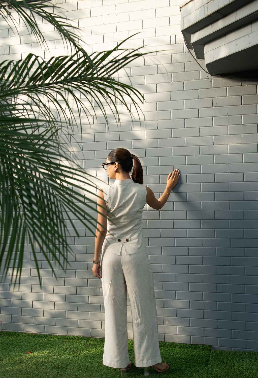 Mandarin Wide-Leg Pants