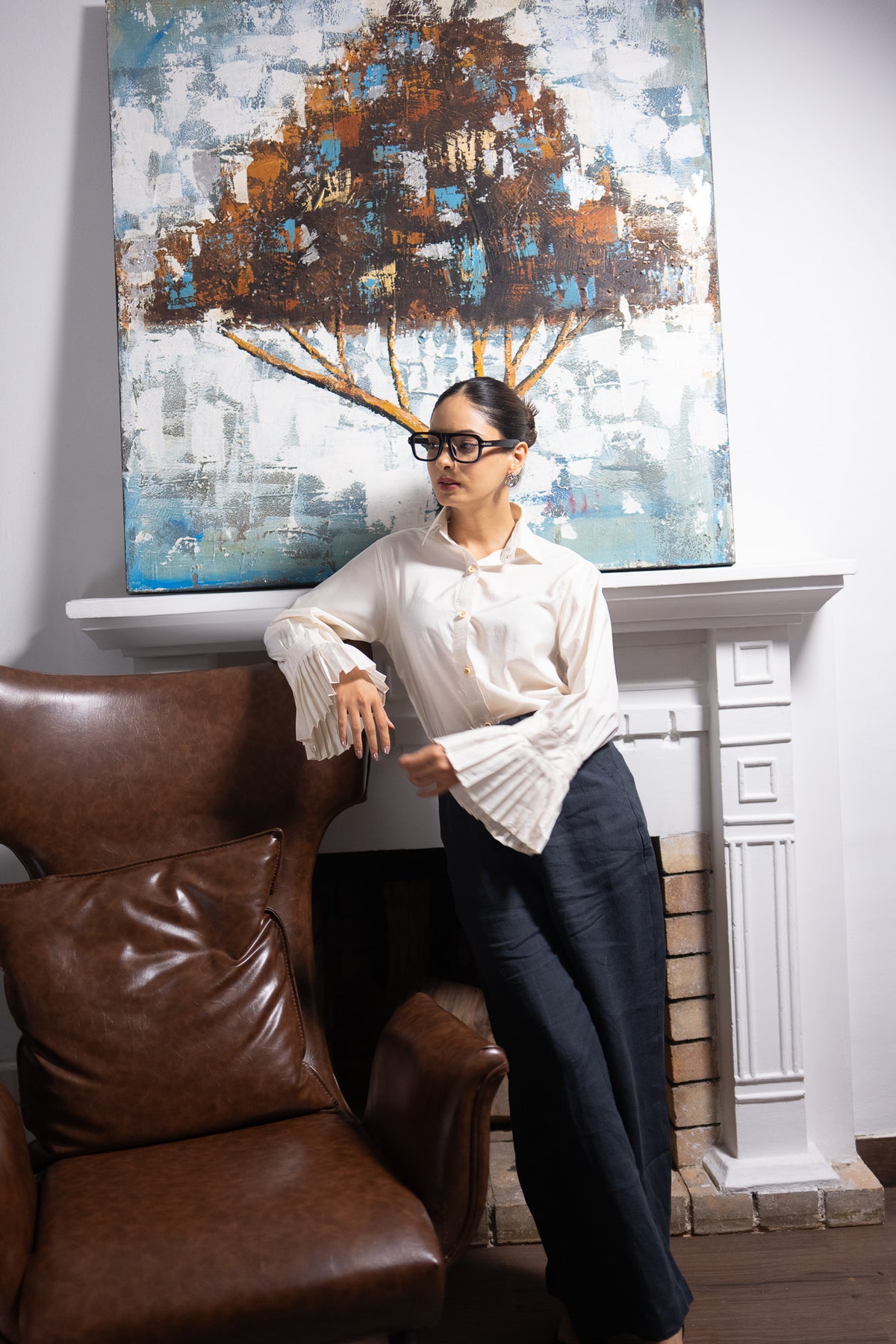 Poise Pleated-Sleeve Shirt