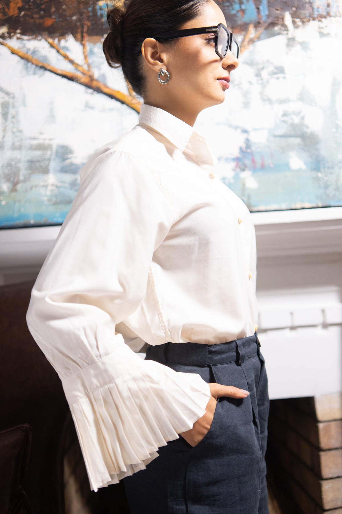 Poise Pleated-Sleeve Shirt