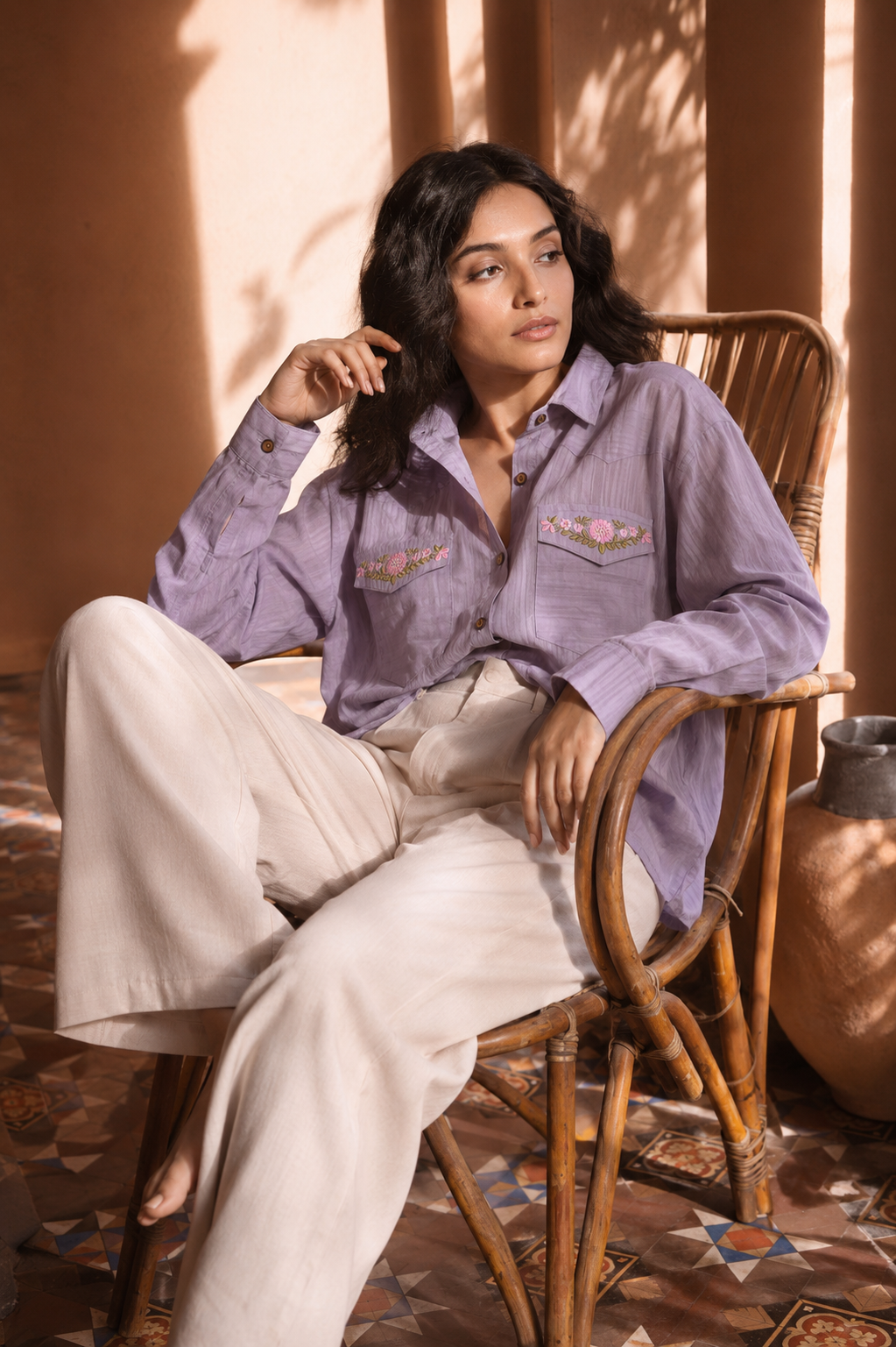 Lilac Embroidered Shirt