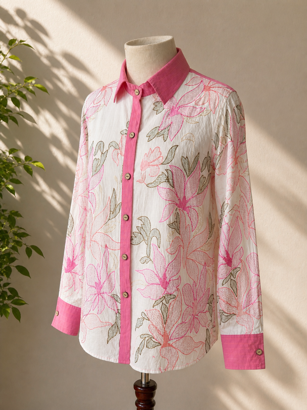 Blush Magnolia Embroidered Shirt
