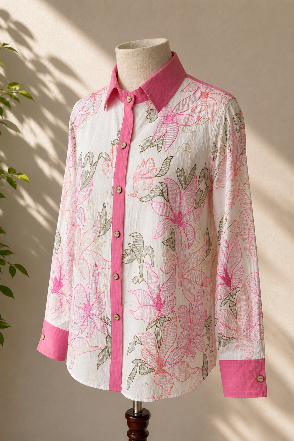 Blush Magnolia Embroidered Shirt
