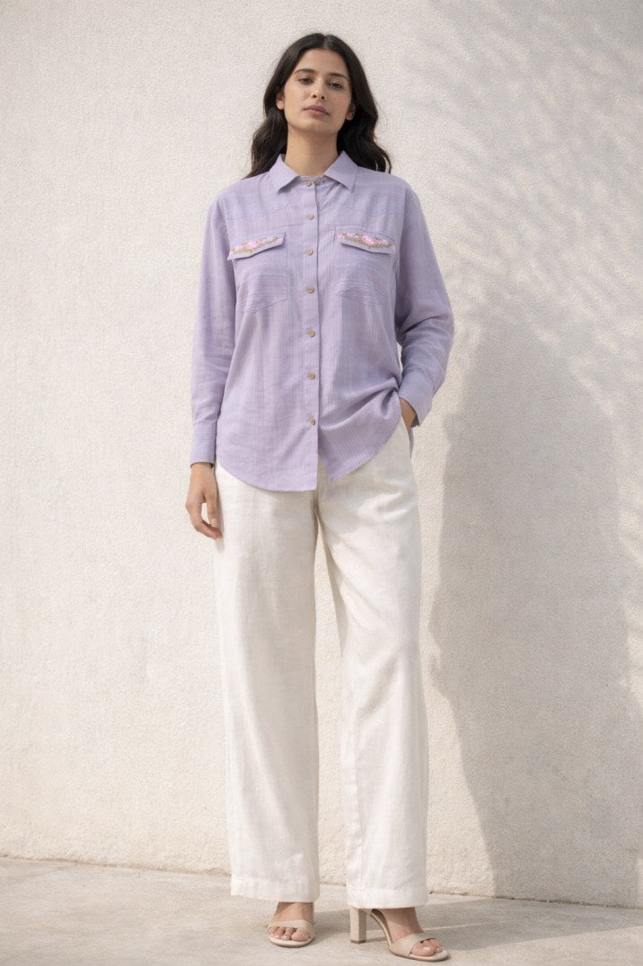 Lilac Embroidered Shirt