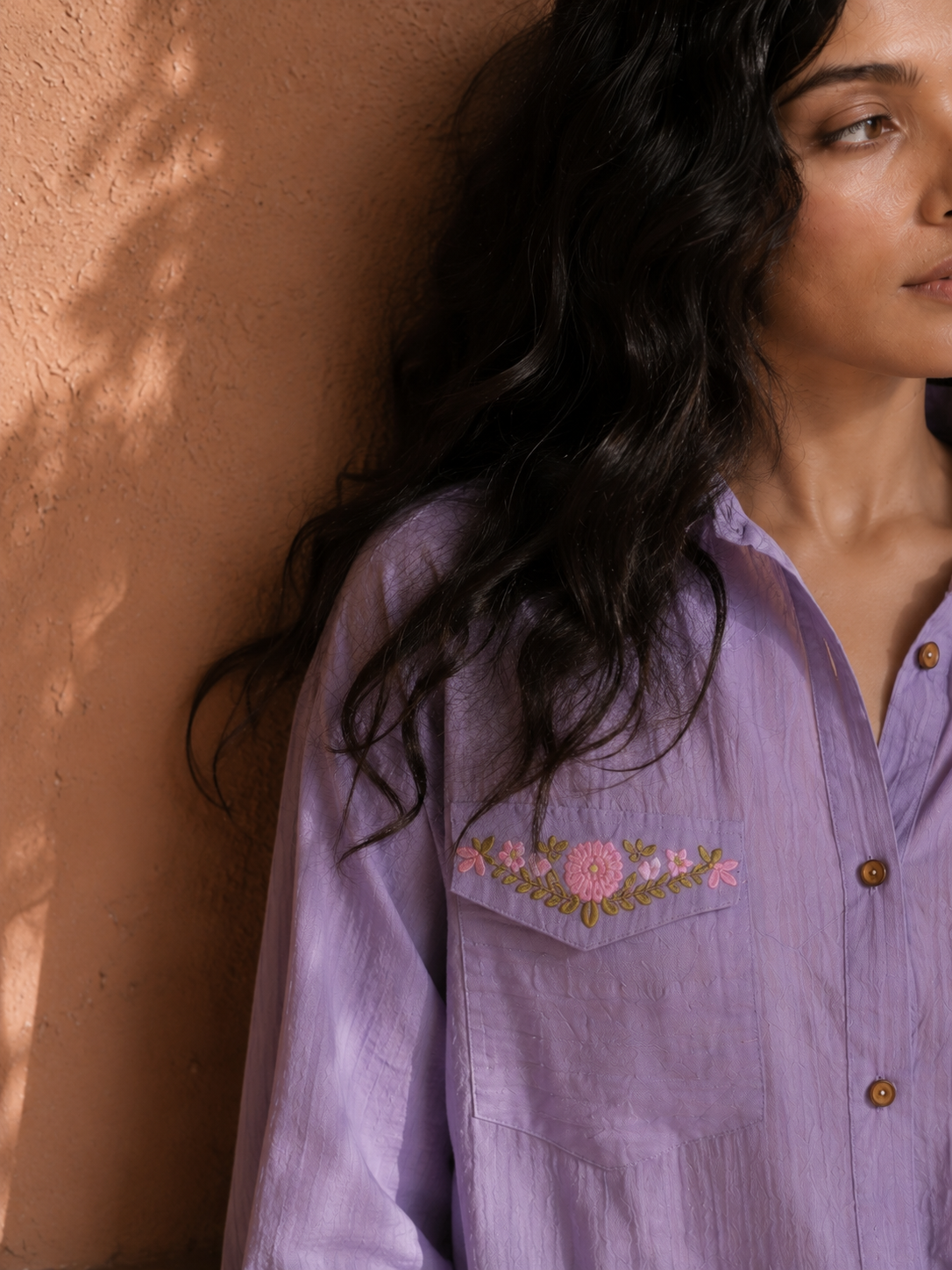 Lilac Embroidered Shirt