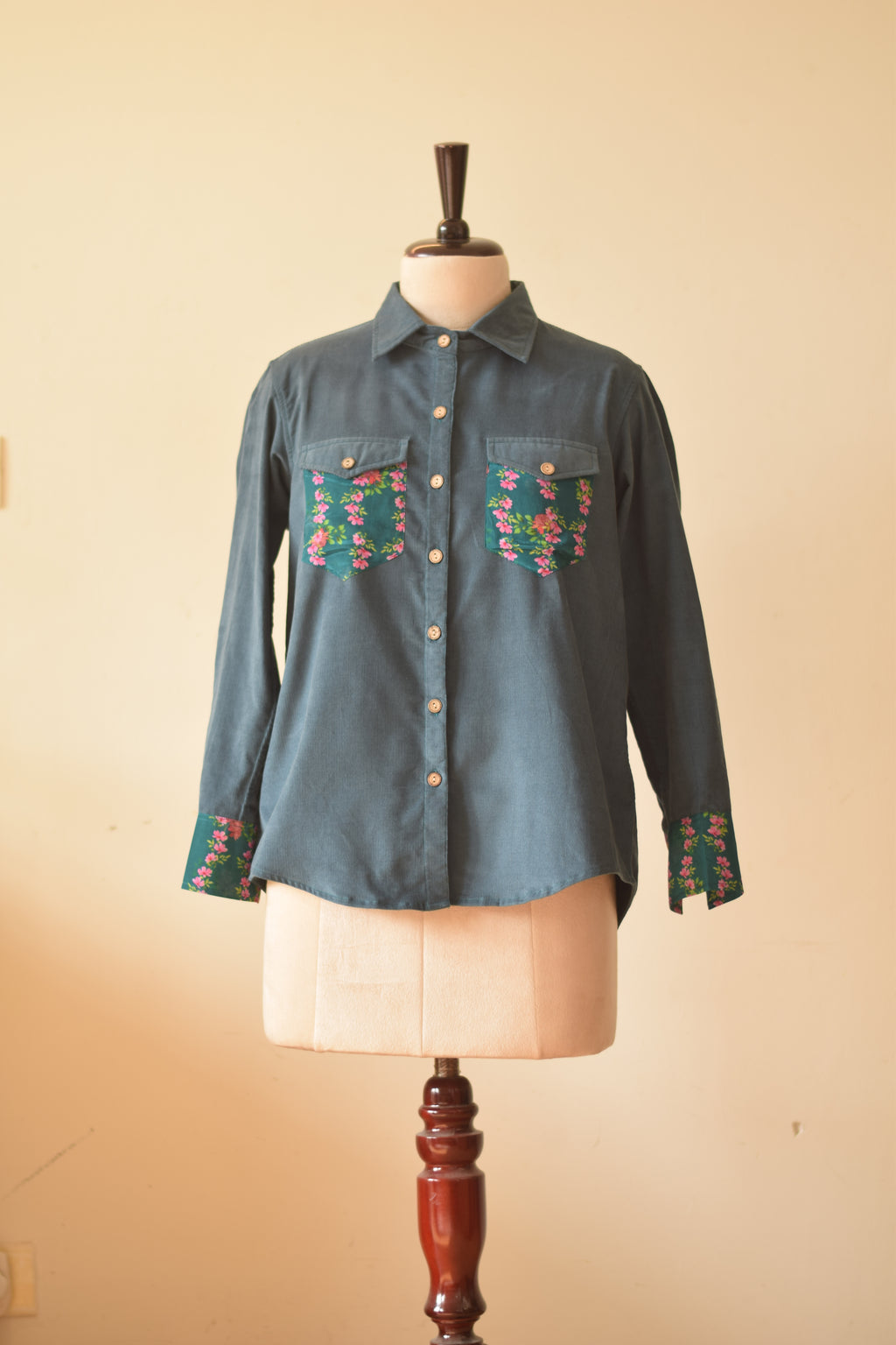 Floral Patch Soft Corduroy Shirt