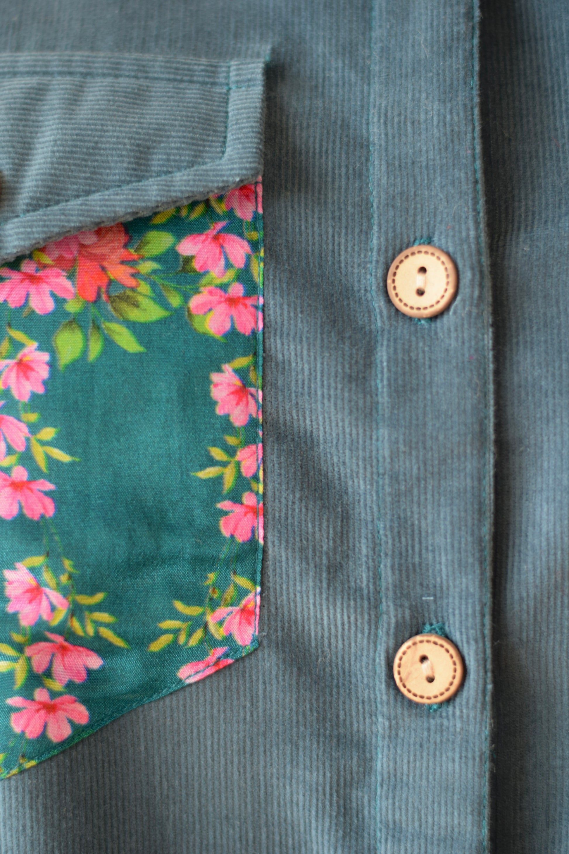Floral Patch Soft Corduroy Shirt