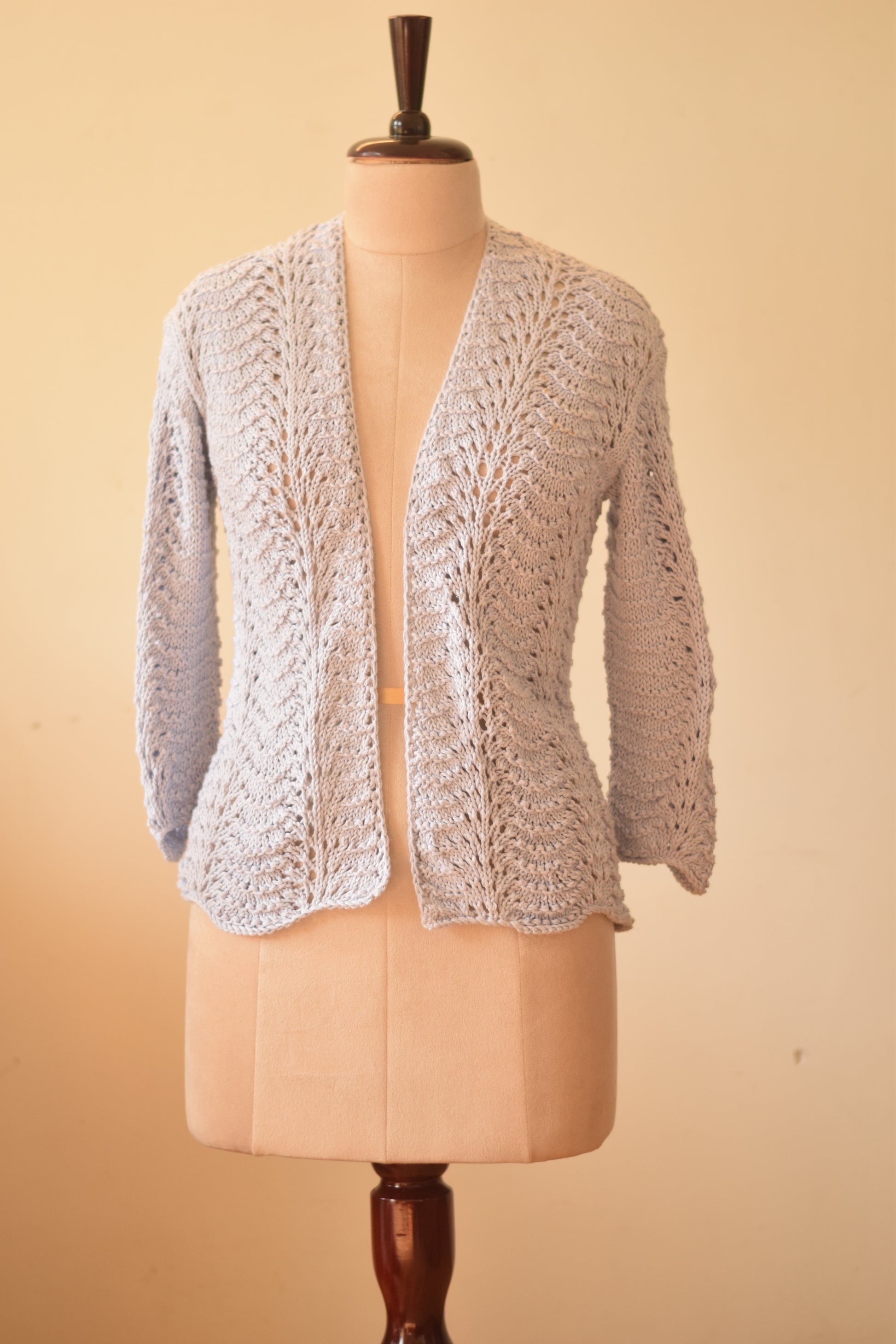 Hand-Crocheted Lace Open-Front Cardigan