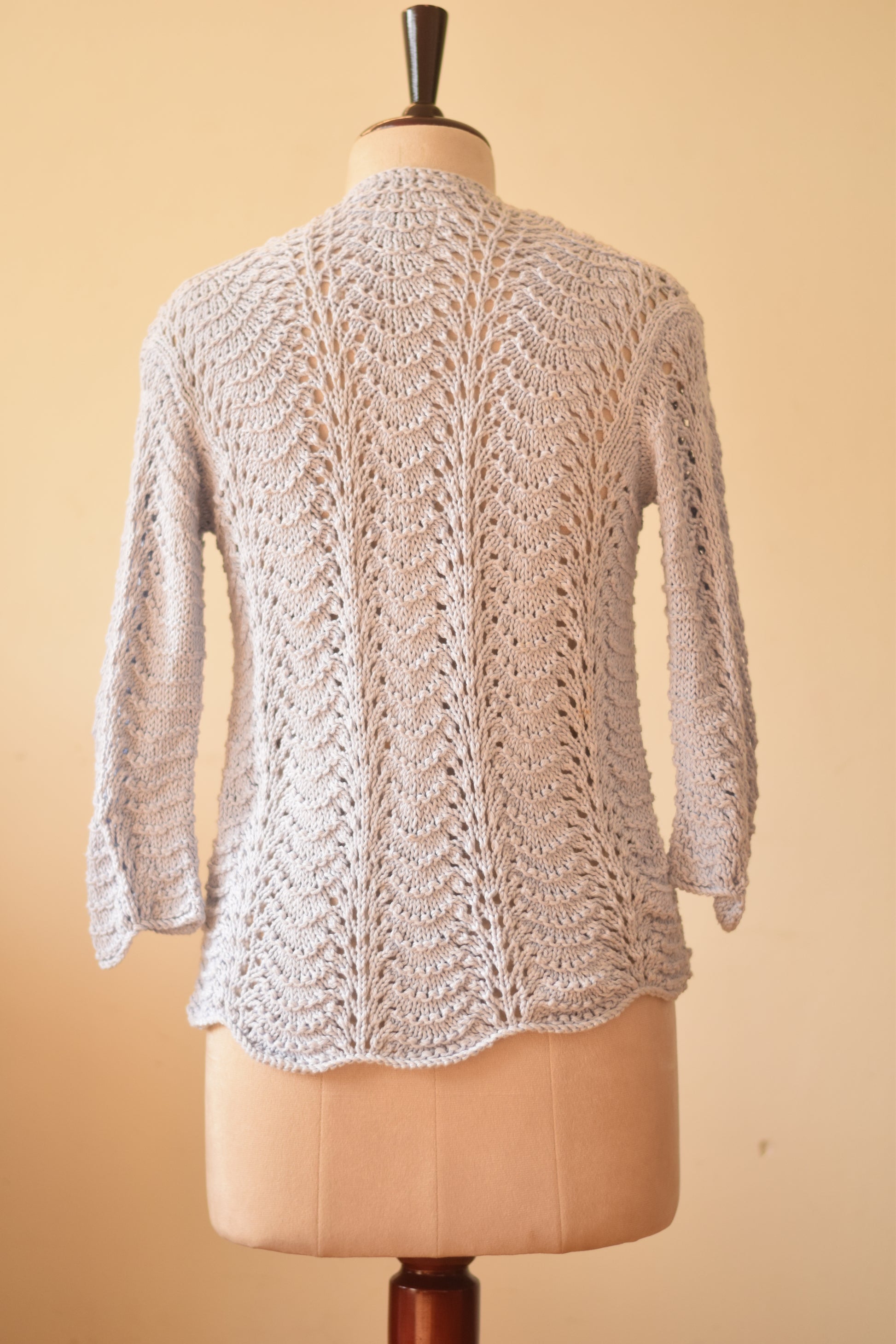 Hand-Crocheted Lace Open-Front Cardigan