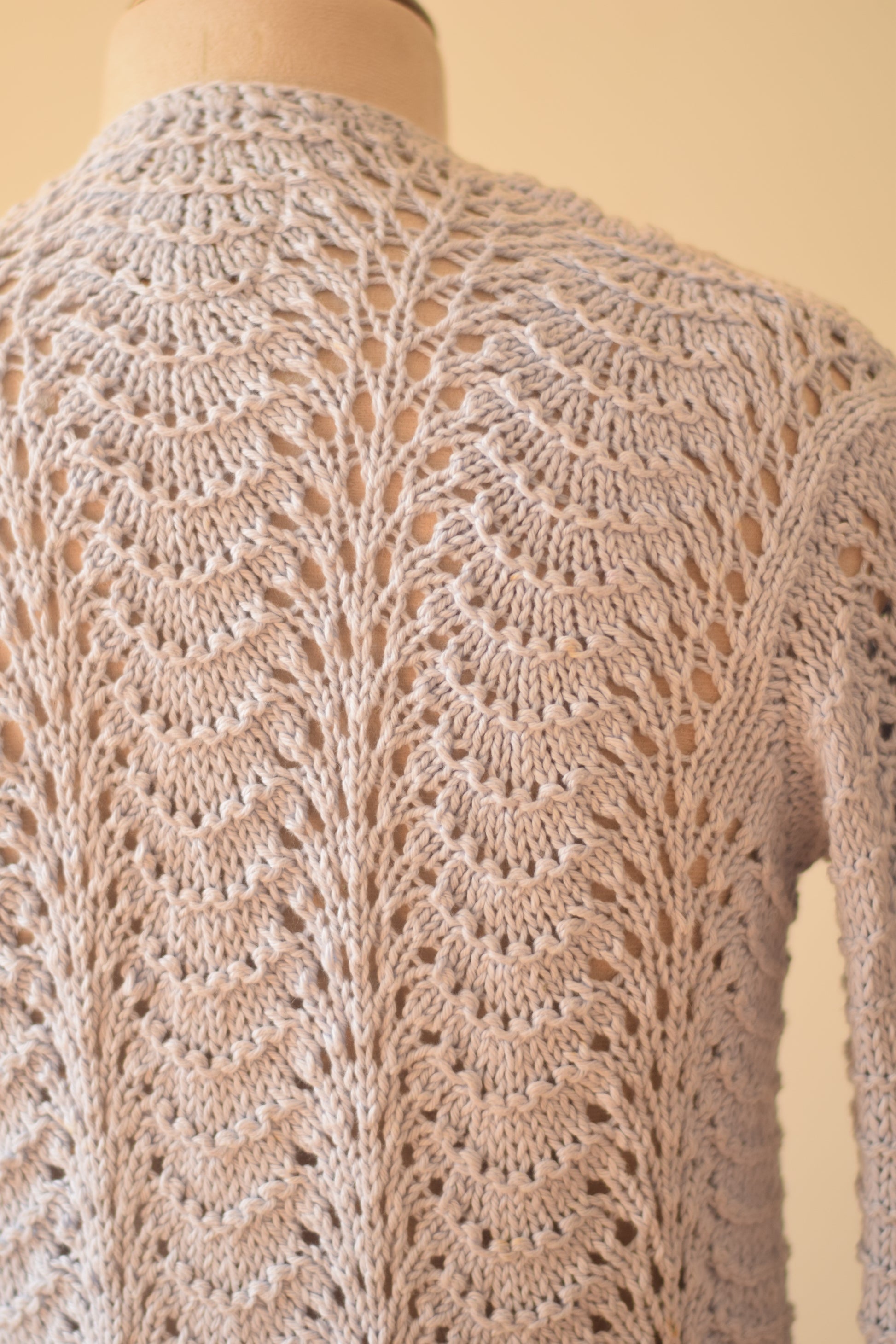 Hand-Crocheted Lace Open-Front Cardigan