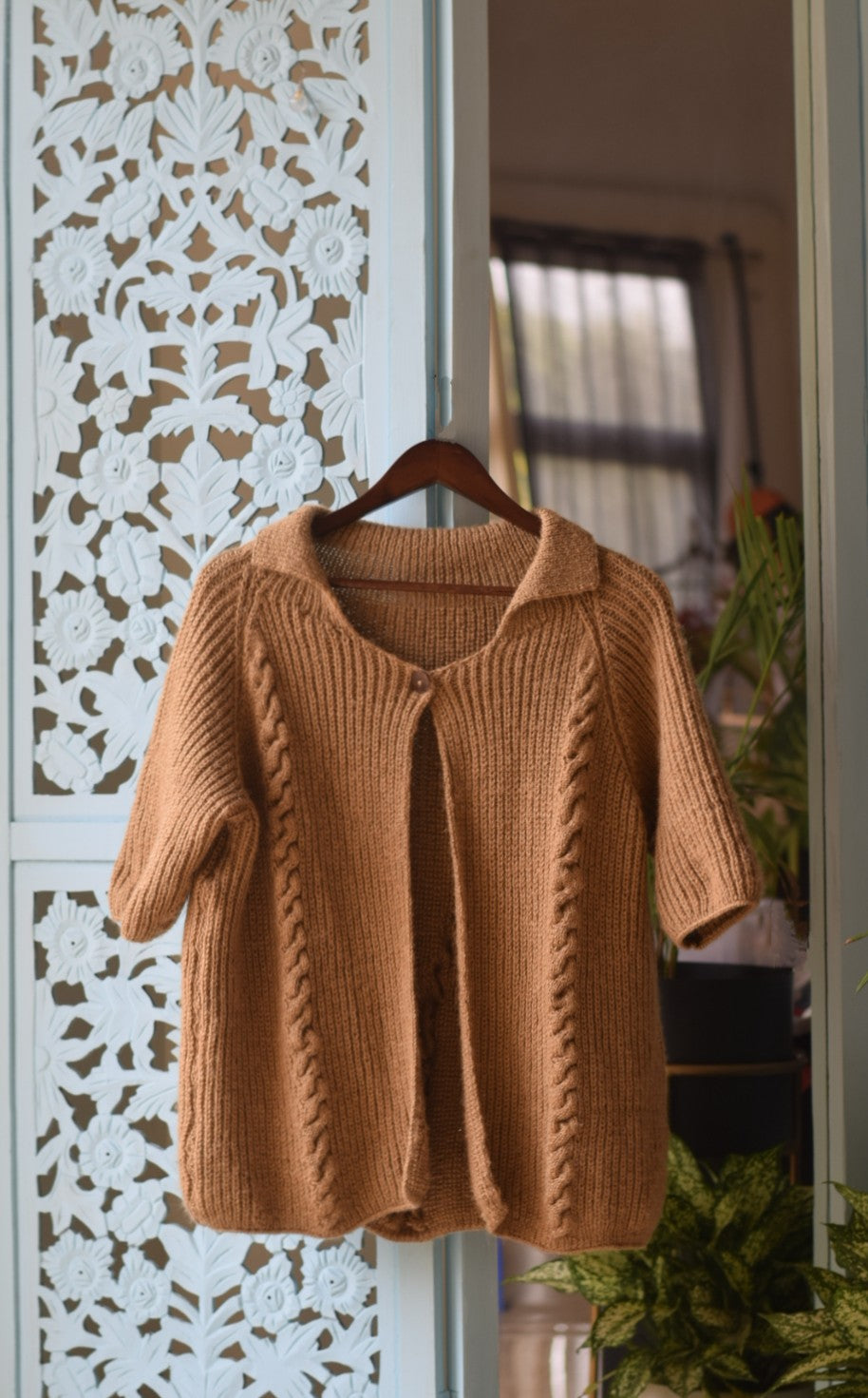 Mountain Mist Handknit Grey Cable Sweater