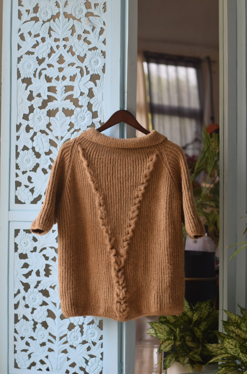 Mountain Mist Handknit Grey Cable Sweater