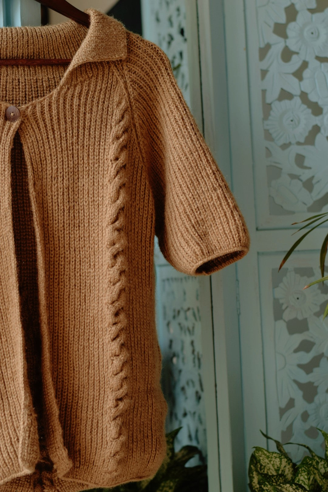 Mountain Mist Handknit Grey Cable Sweater