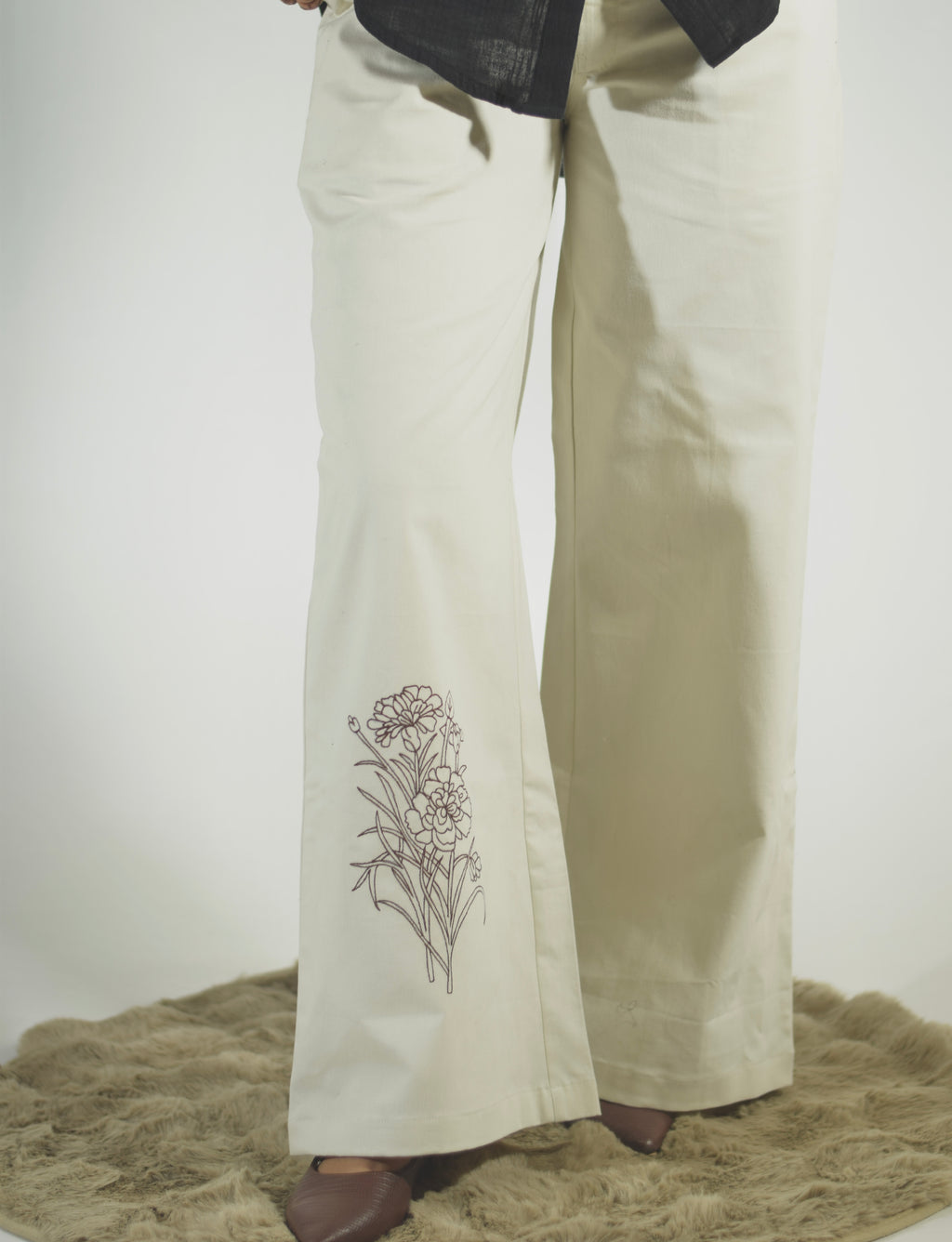 Wild Bloom Embroidered High-Rise Pants