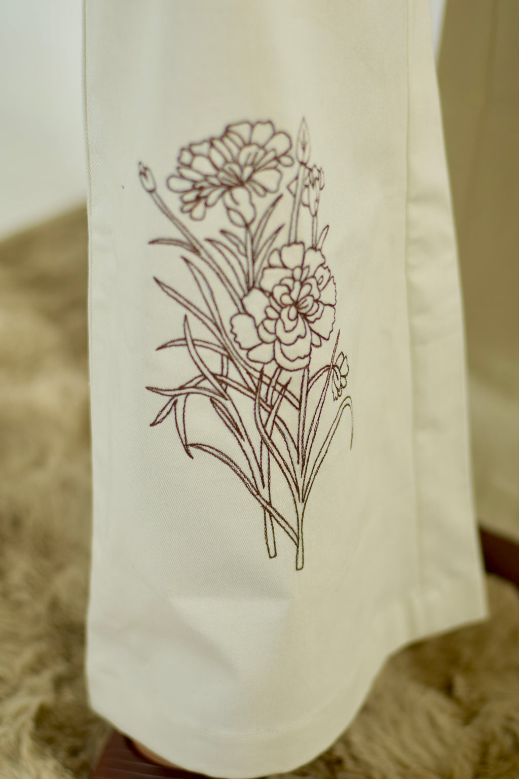 Wild Bloom Embroidered High-Rise Pants