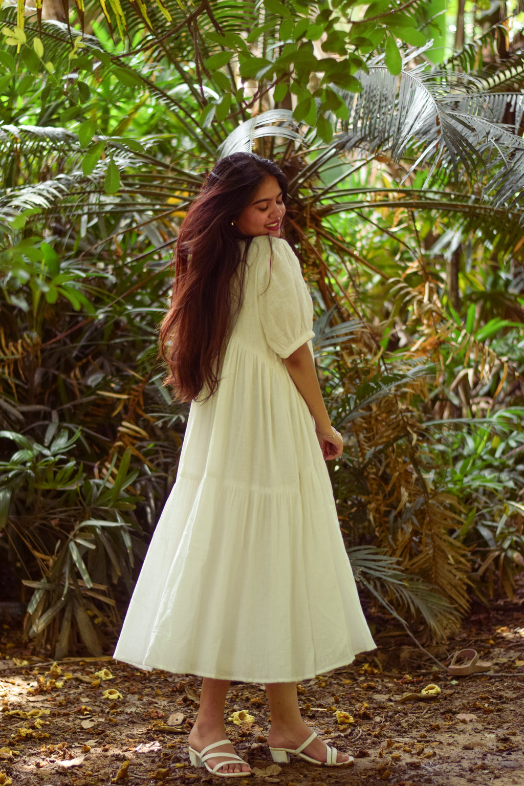 Bare Light White Cotton Linen Dress
