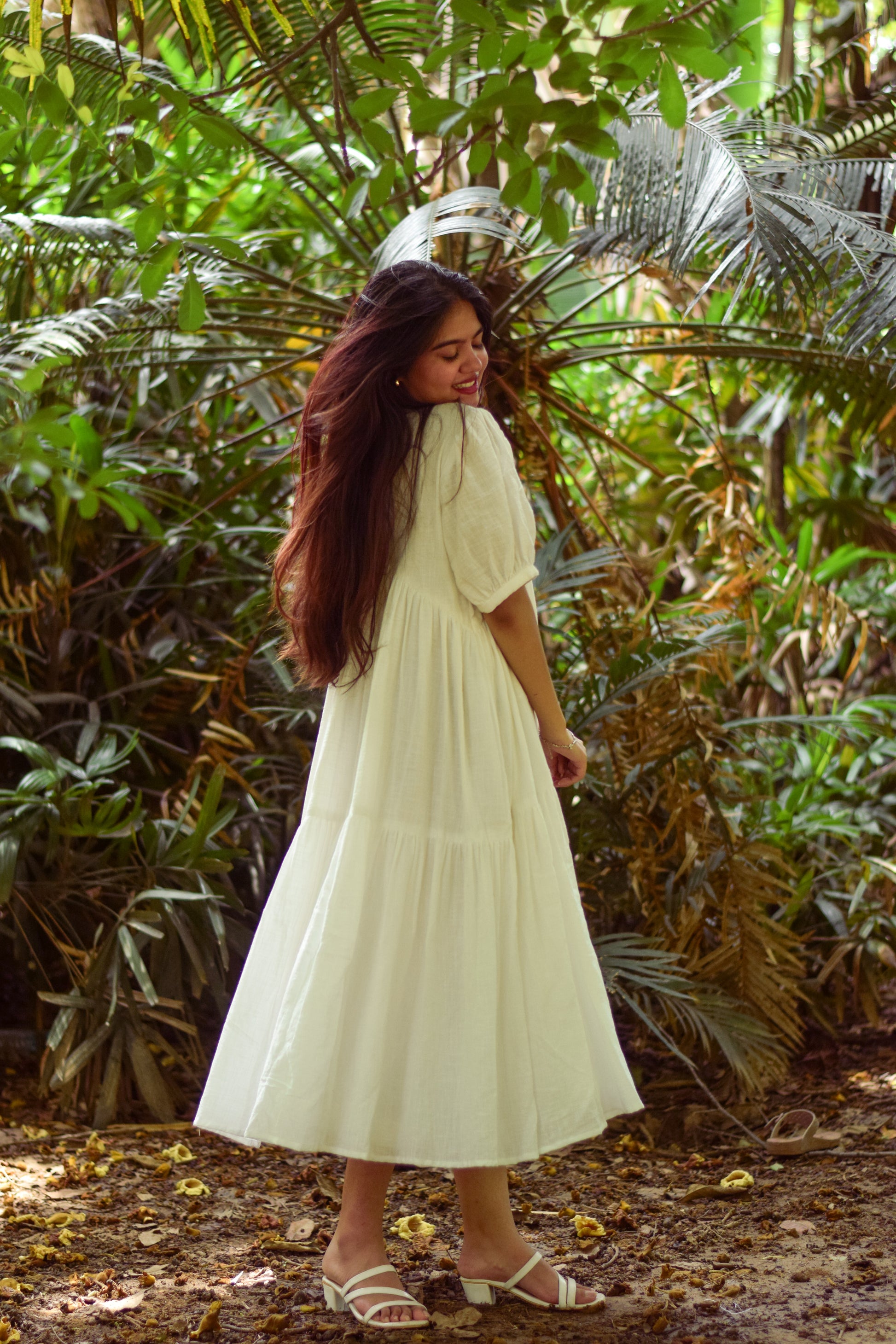 Bare Light White Cotton Linen Dress
