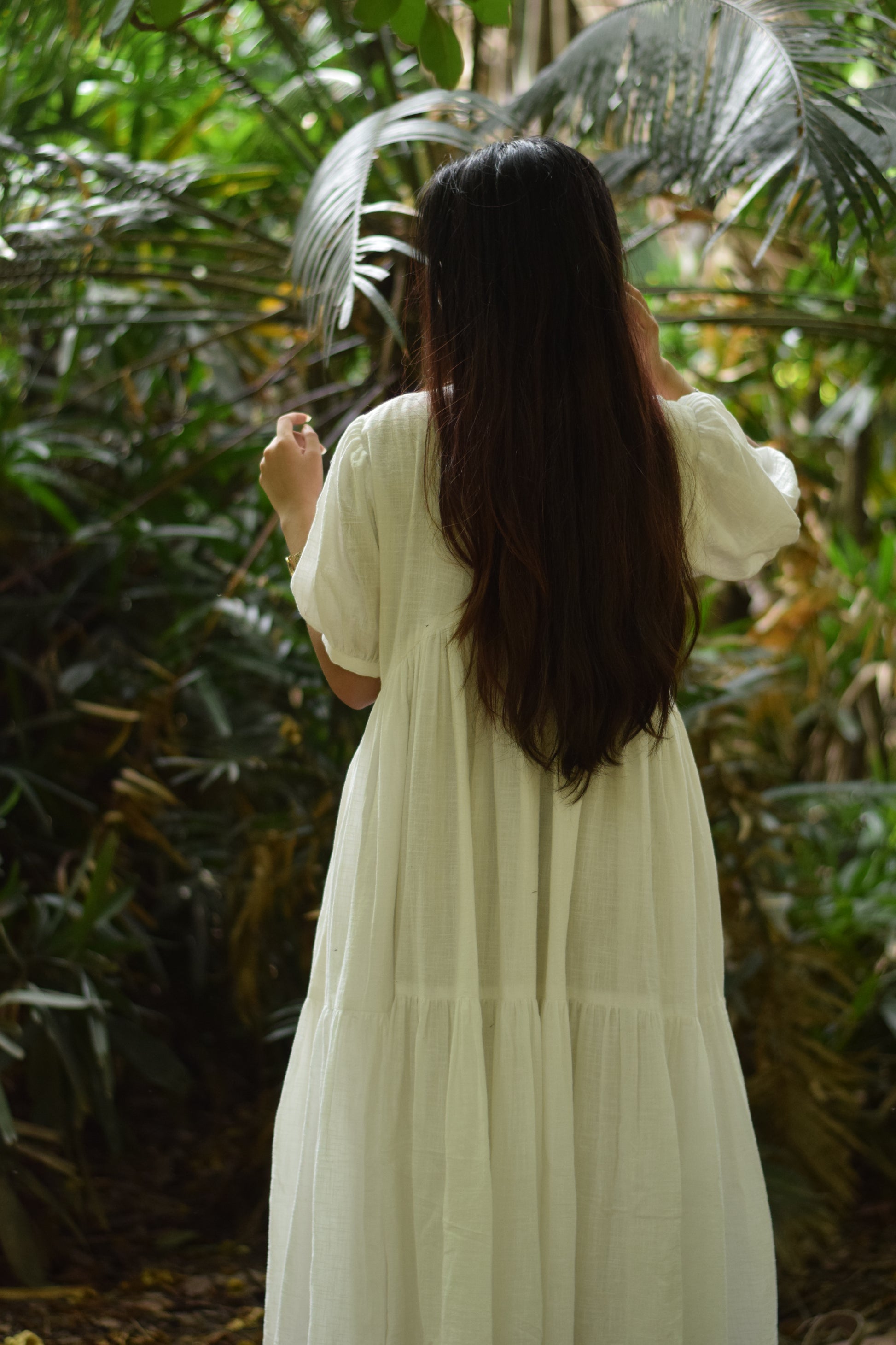 Bare Light White Cotton Linen Dress