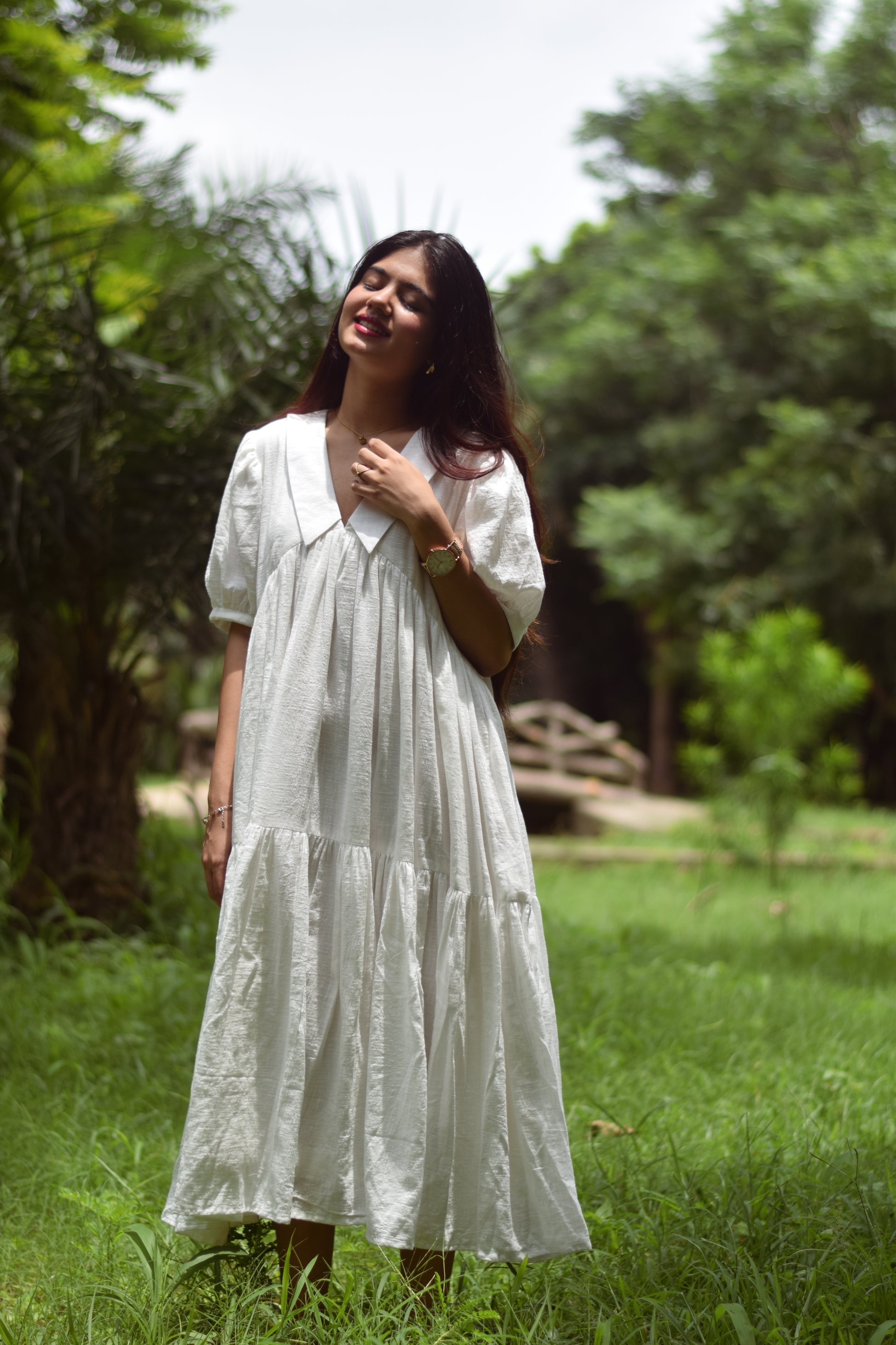 Bare Light White Cotton Linen Dress