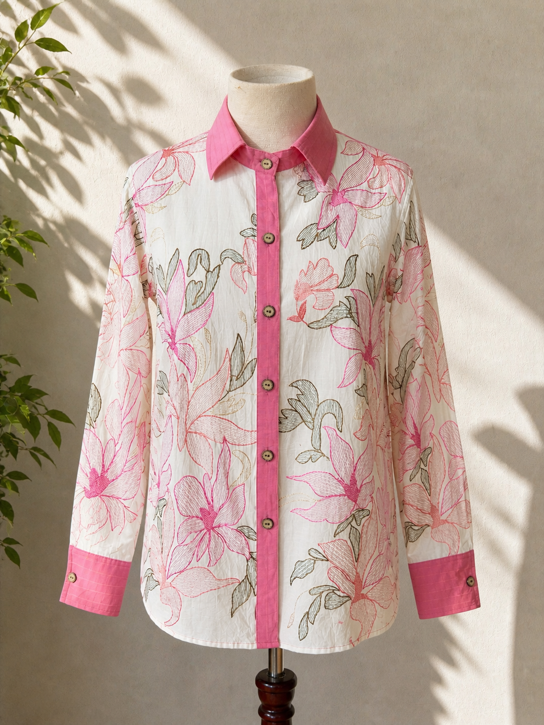Blush Magnolia Embroidered Shirt