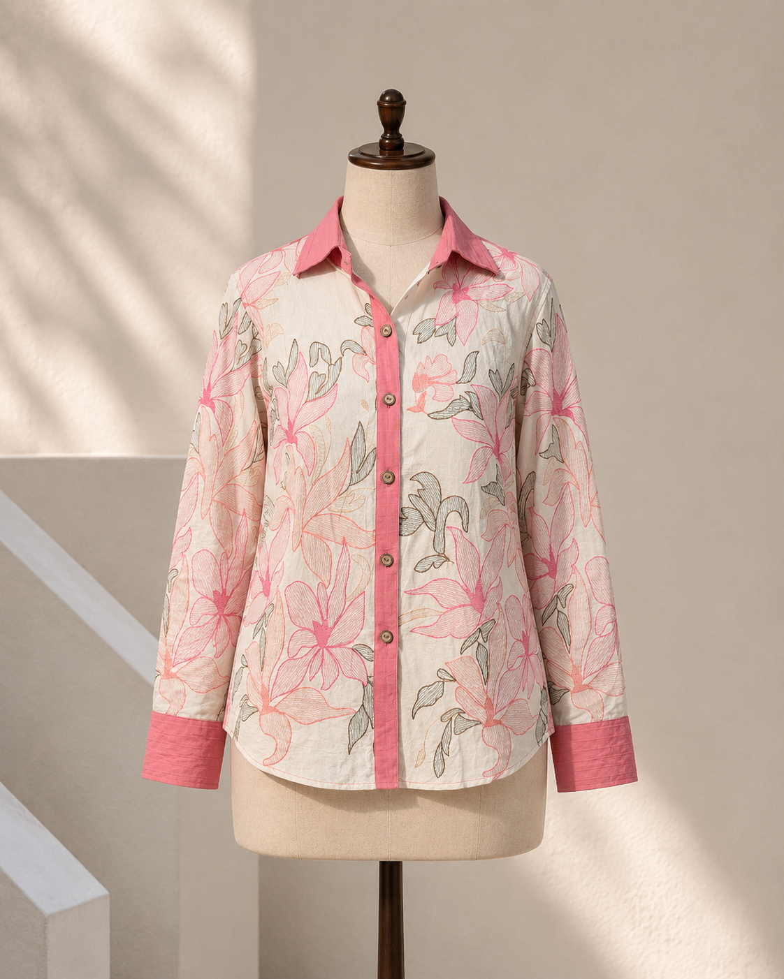Blush Magnolia Embroidered Shirt