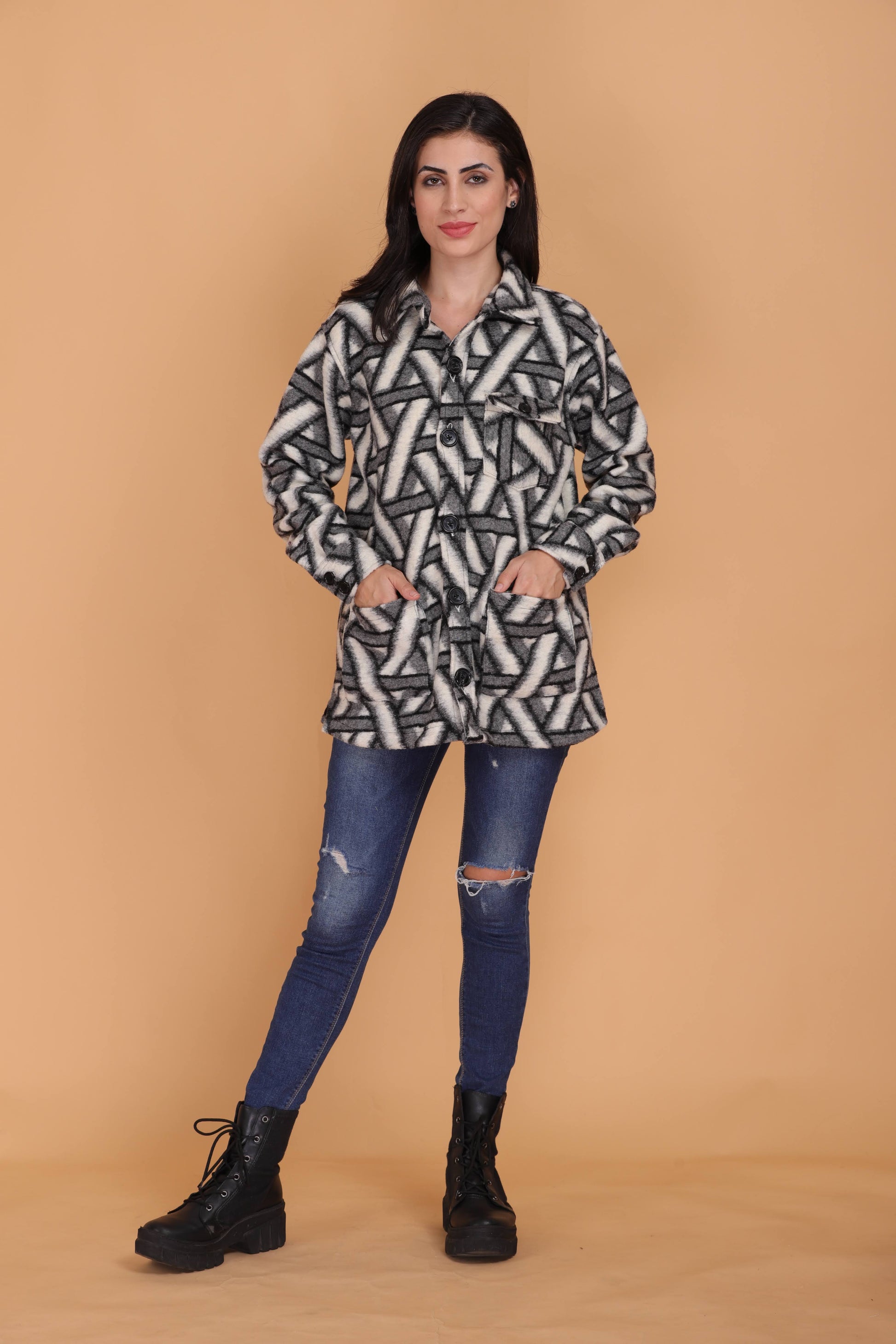 Spiffy Black & White Wool Shacket