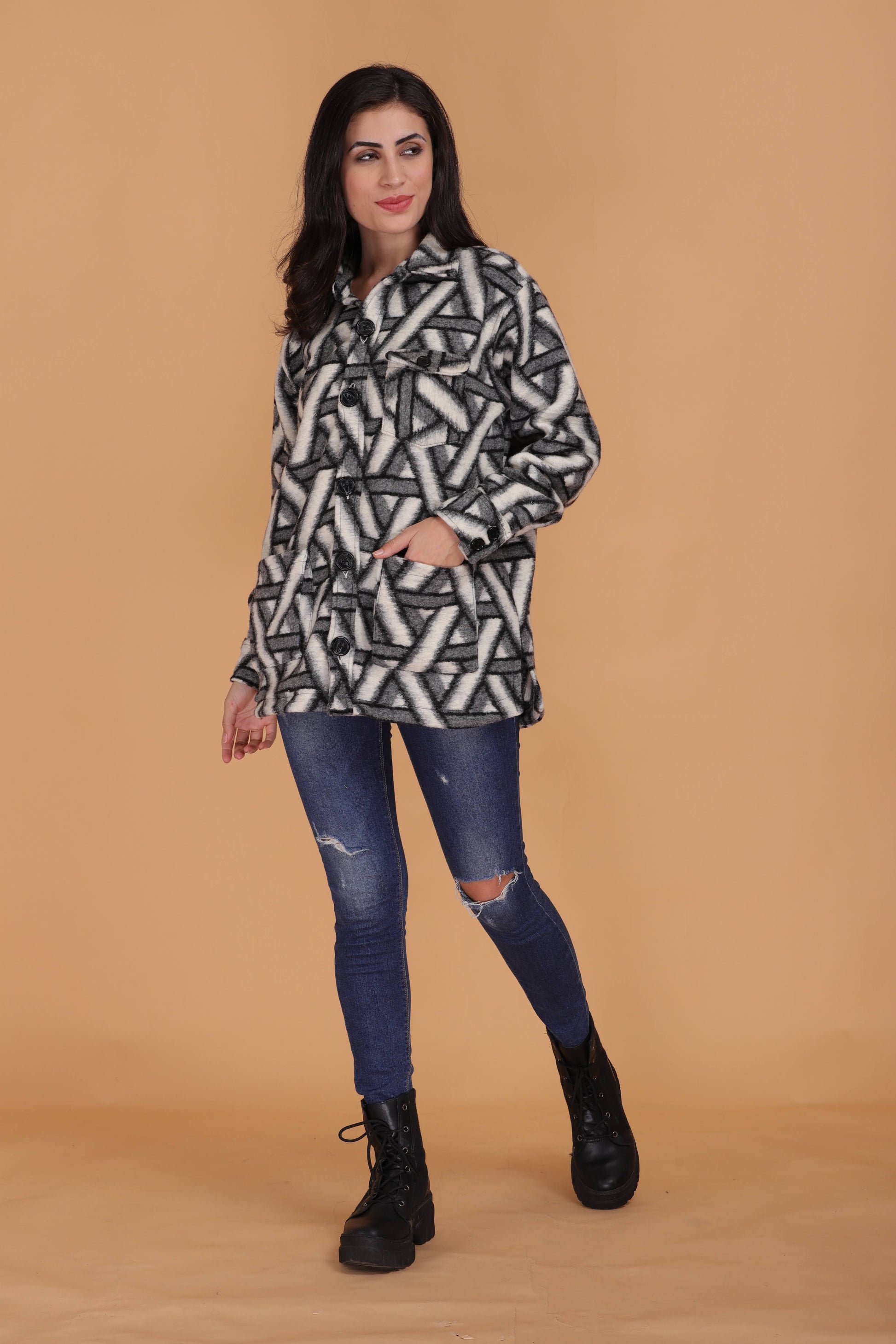 Spiffy Black & White Wool Shacket