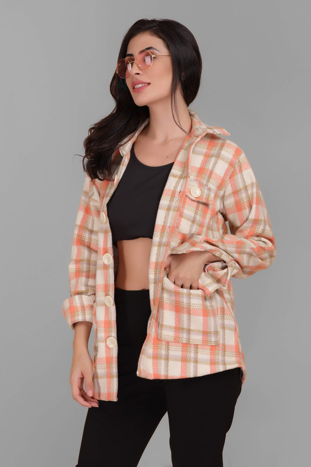 Orange Chase Shacket