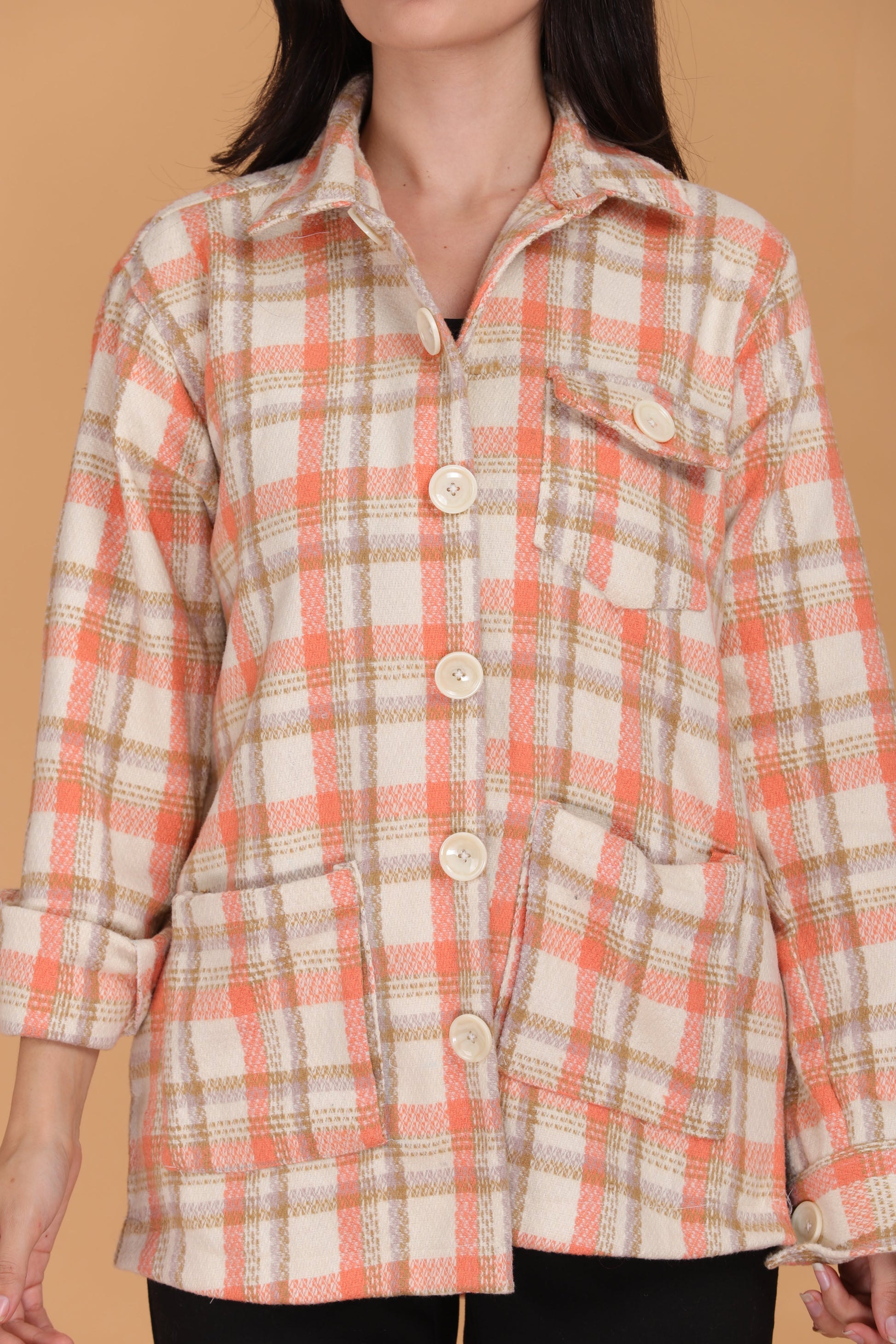 Orange Chase Shacket
