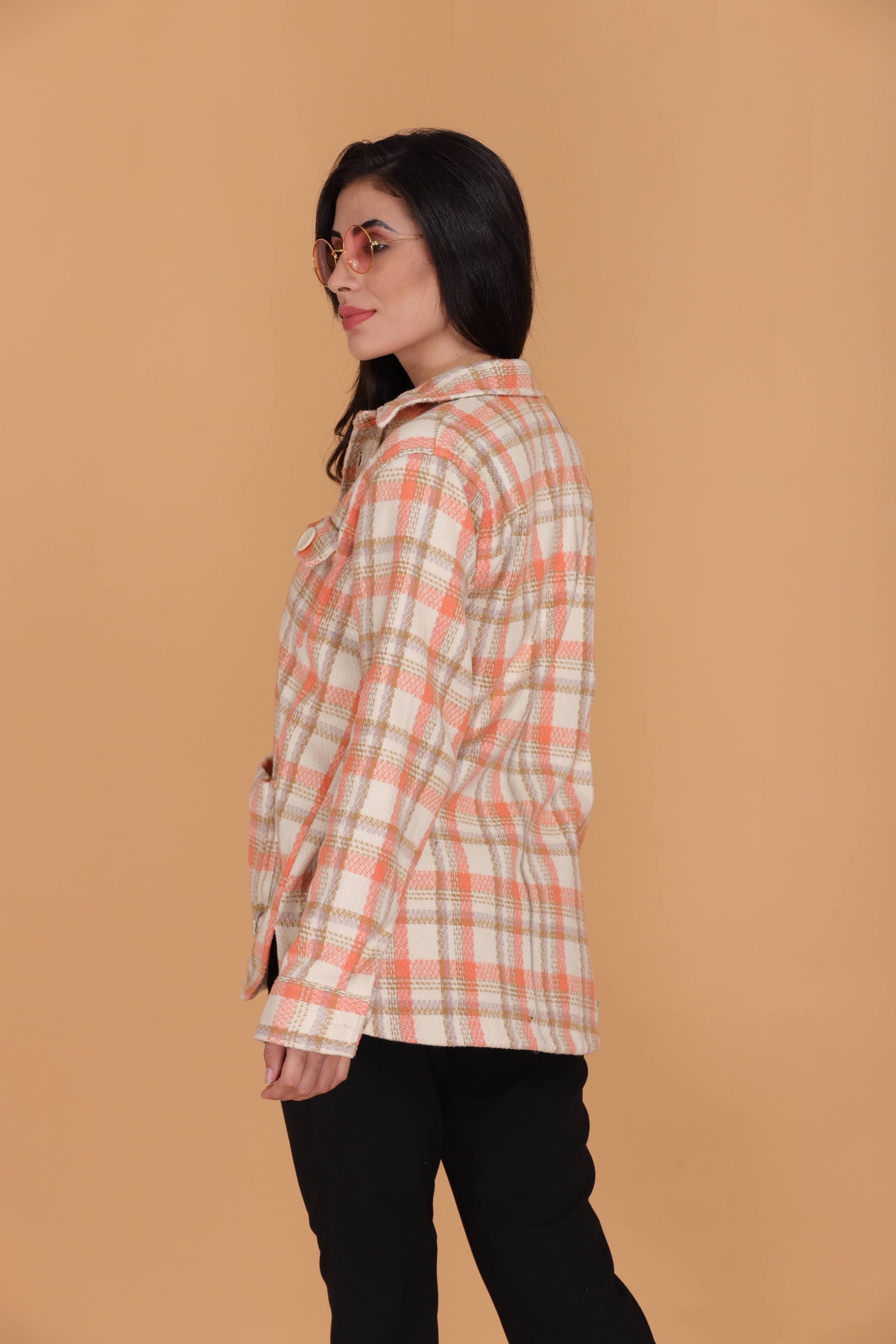 Orange Chase Shacket
