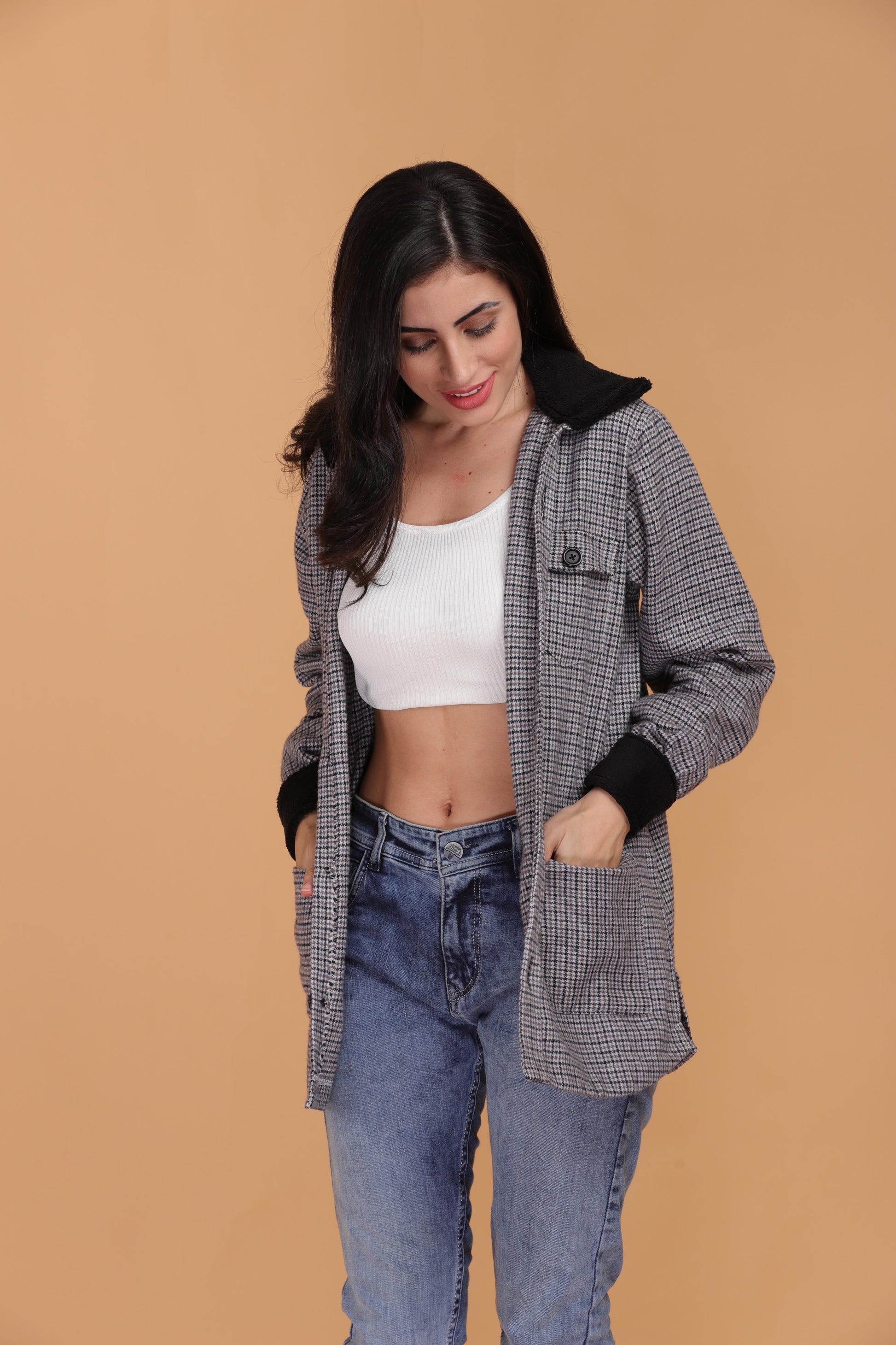 Fur Collar Cuff Shirt