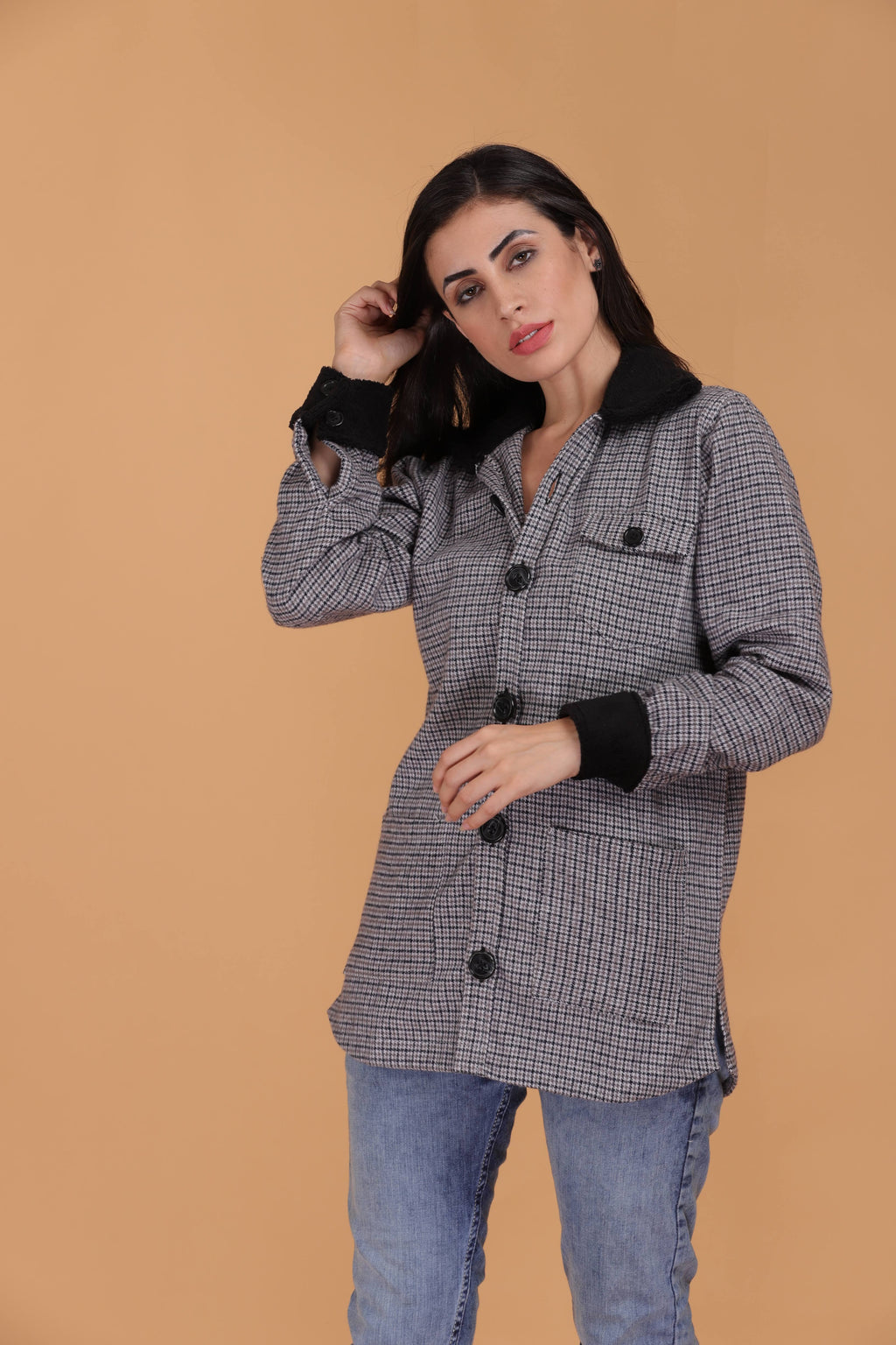 Fur Collar Cuff Shirt