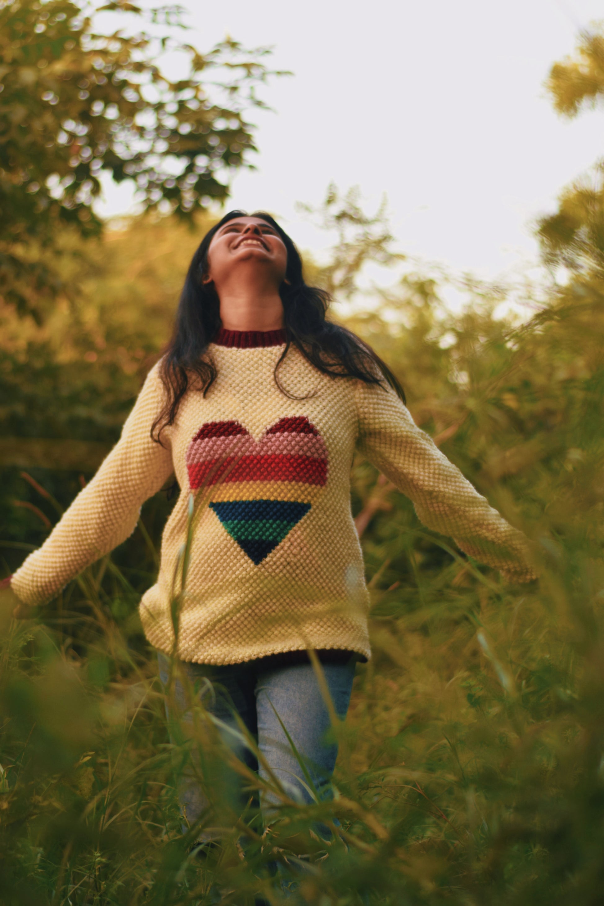 Rainbow Love Hand knitted Sweater