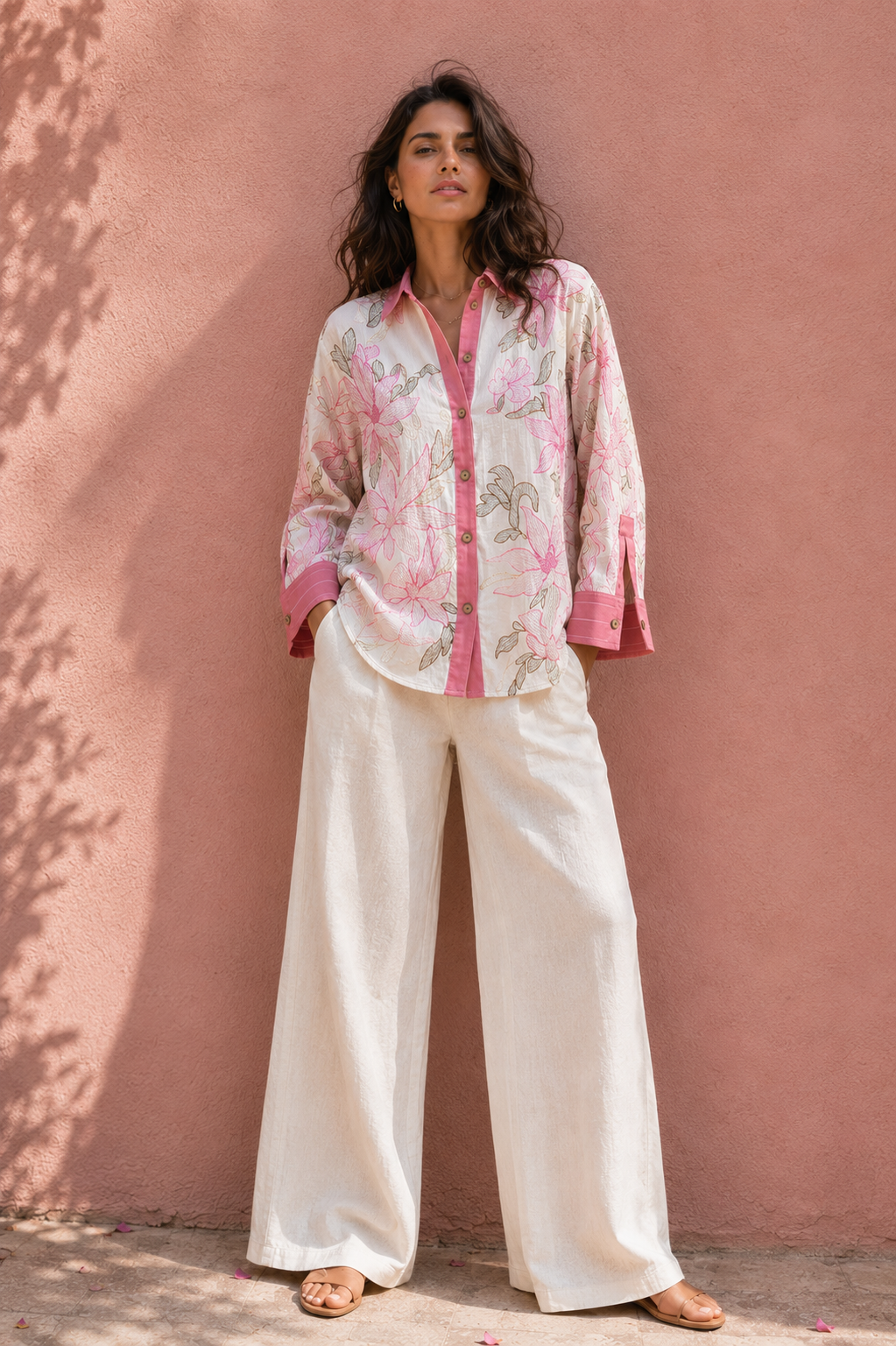 Blush Magnolia Embroidered Shirt